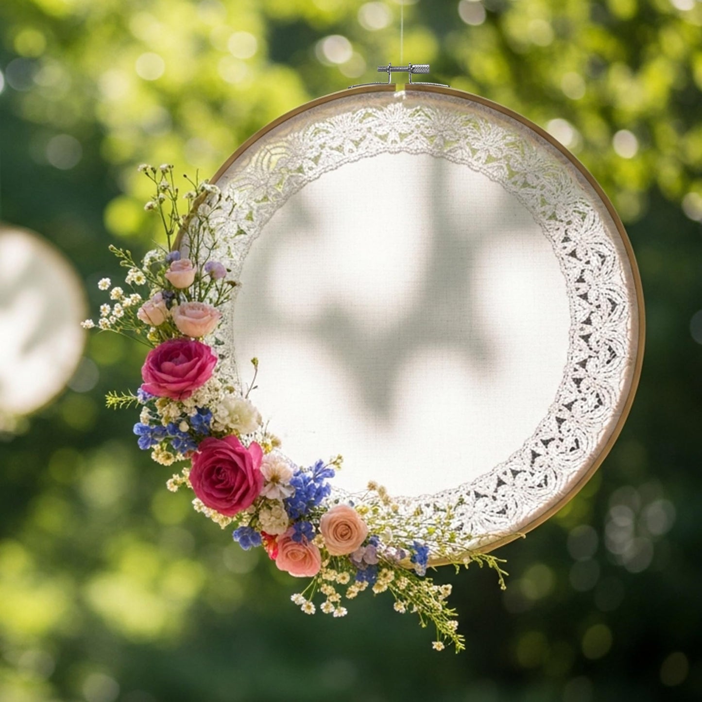 3 Pieces Embroidery Hoop with Metal Screw Tool, 8 Inch Bamboo Embroidery Hoops for Embroidery and Sewing, Large Cross Stitch Hoop for Home Crafts and Ornaments
