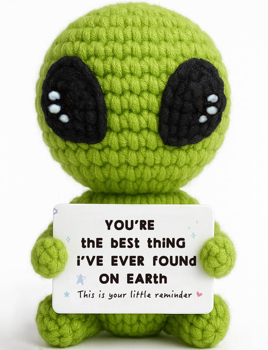 Unique Crochet Alien Gift for Boyfriend, Girlfriend, Anniversary, Valentine's Day, Birthday, Christmas Funny Romantic Gifts for Him Her to My Love Stocking Stuffers
