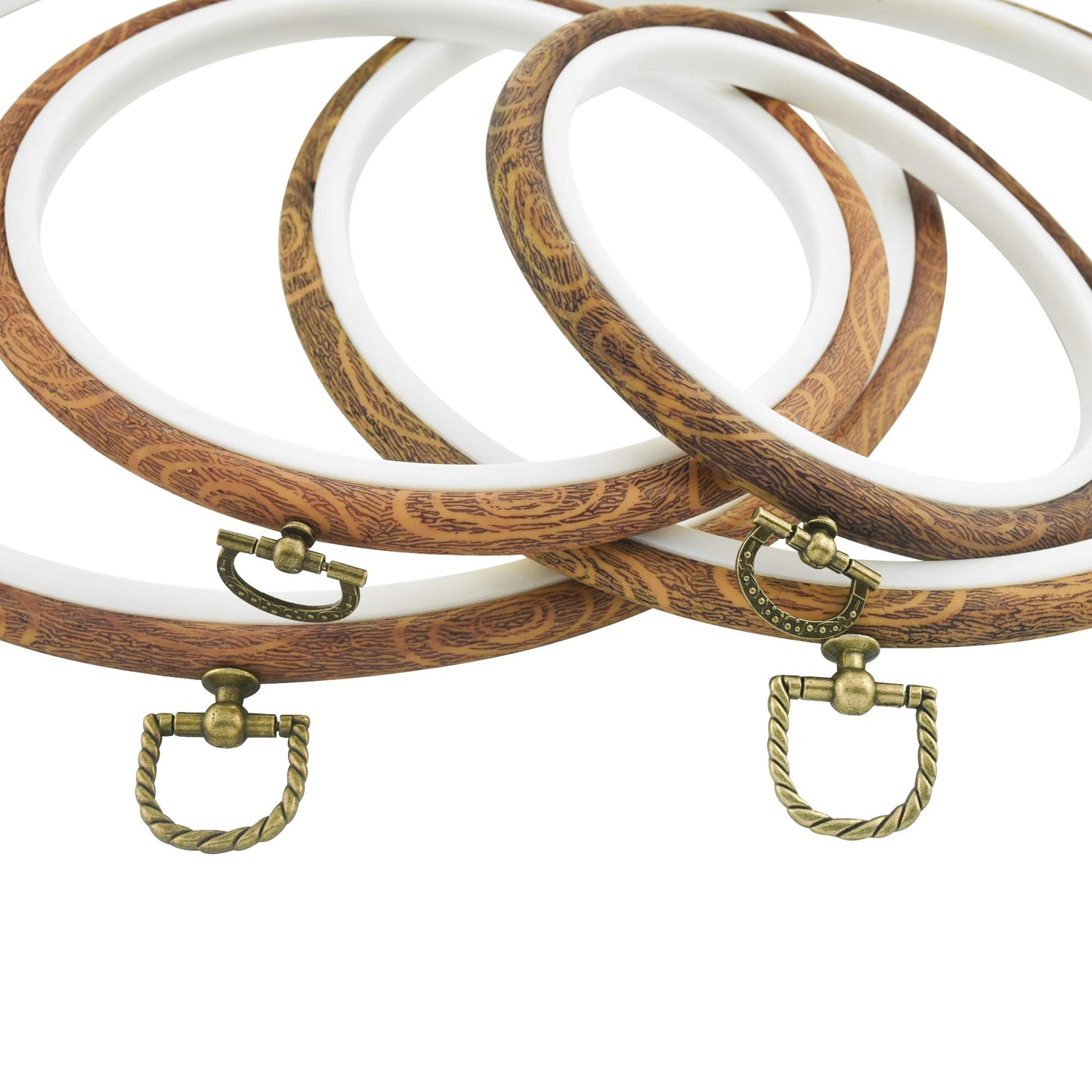Embroidery Hoop Frames by Celley, Vintage Imitated Wood Design, Sizes from 5.5 Inches to 10.2 Inches, 4 Pcs