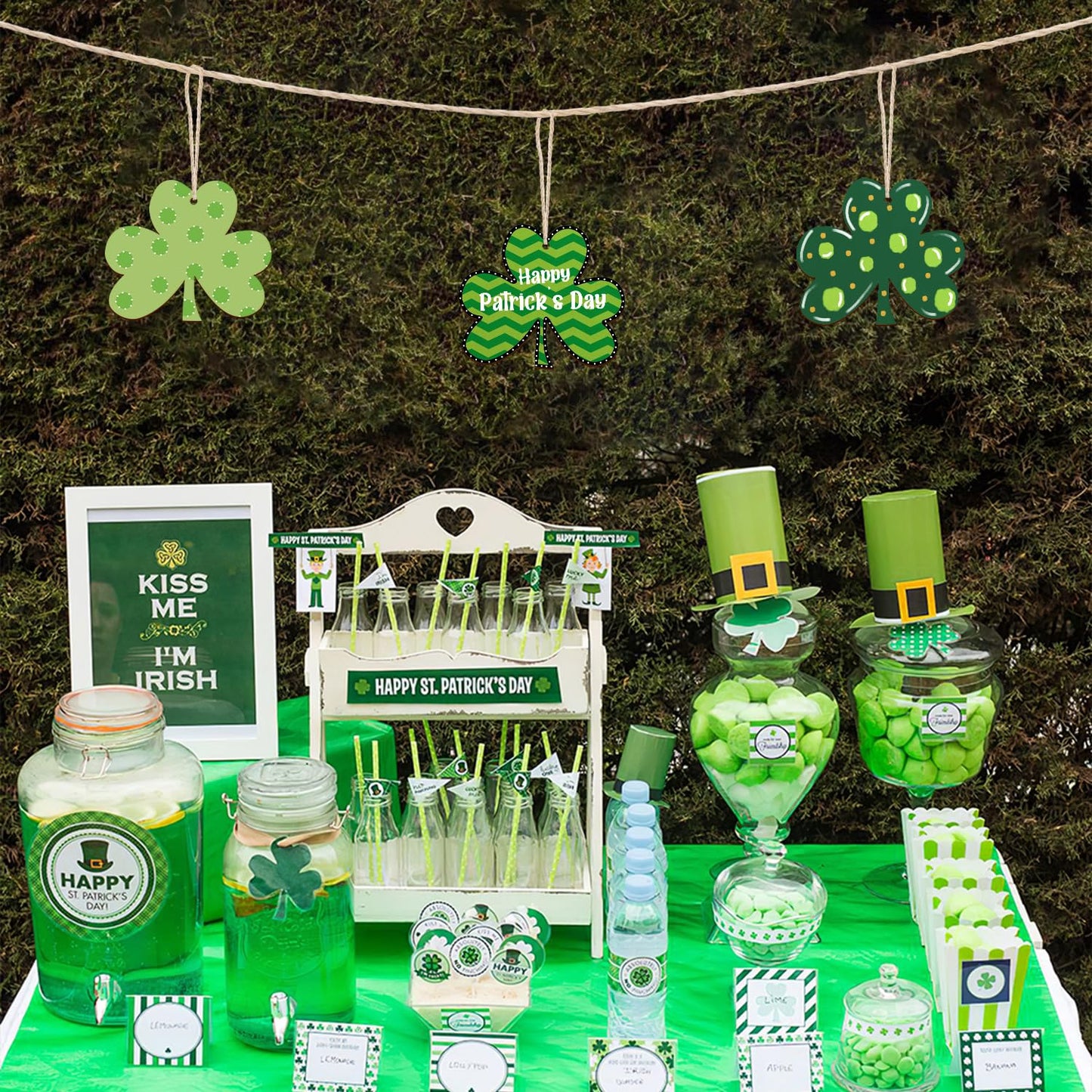 Wooden Shamrock Ornaments to Paint St. Patrick's Day Decoration Cutouts Unfinished 24PCS 3.5 x 3 inches, DIY Blank Unfinished Wood Discs Ornament for Home Farmhouse Crafts Hanging Spring Decorations