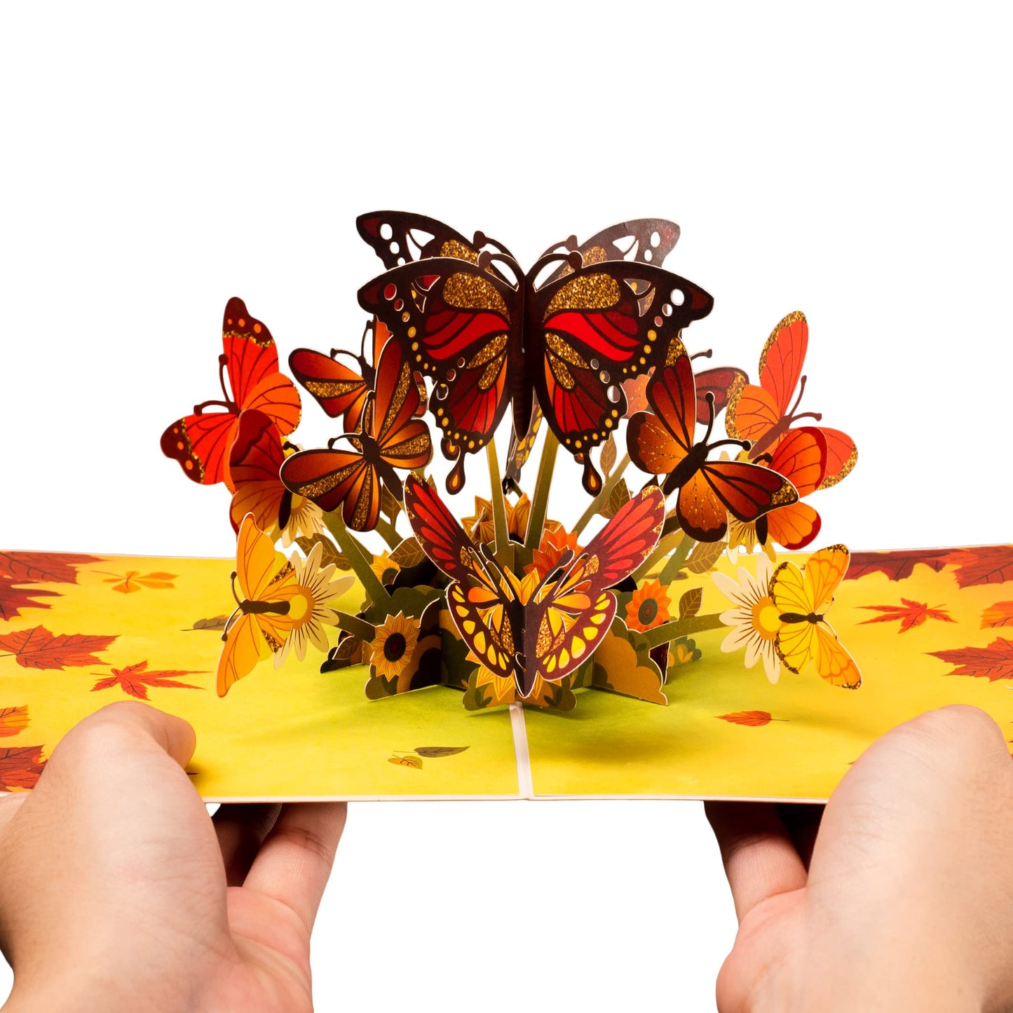 Paper Love 3D Fall Butterflies Pop Up Card, For All Occasions, Birthday, Thanksgiving, Thinking of You, Sympathy or Just Because - 5" x 7" Cover - Includes Envelope and Removable Note Tag