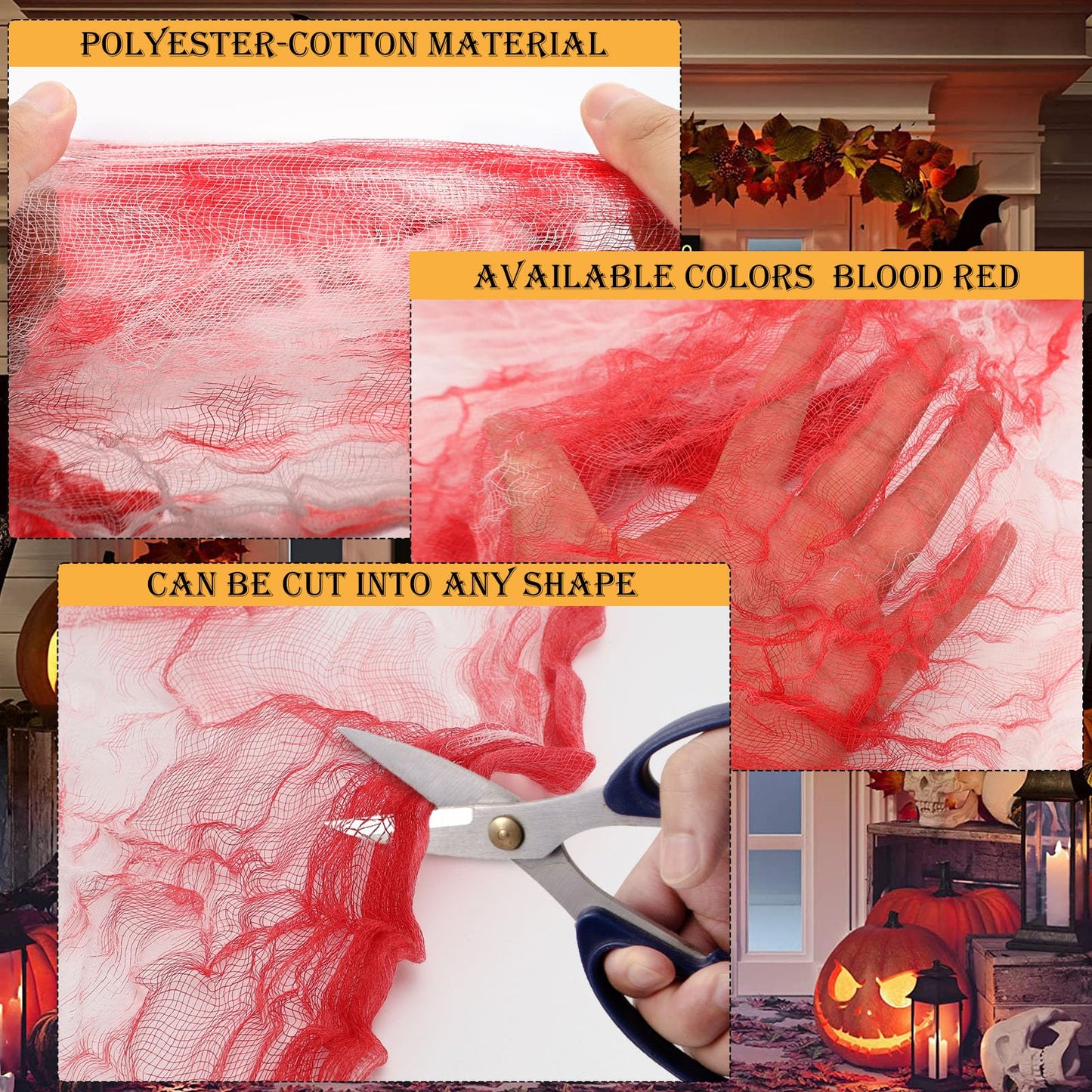 ZYP Halloween Blood Red Creepy Cloth 410 x 80 Creepy Gauze Cloth Scary Halloween Decoration for Outdoor Yard Home Wall Decorations