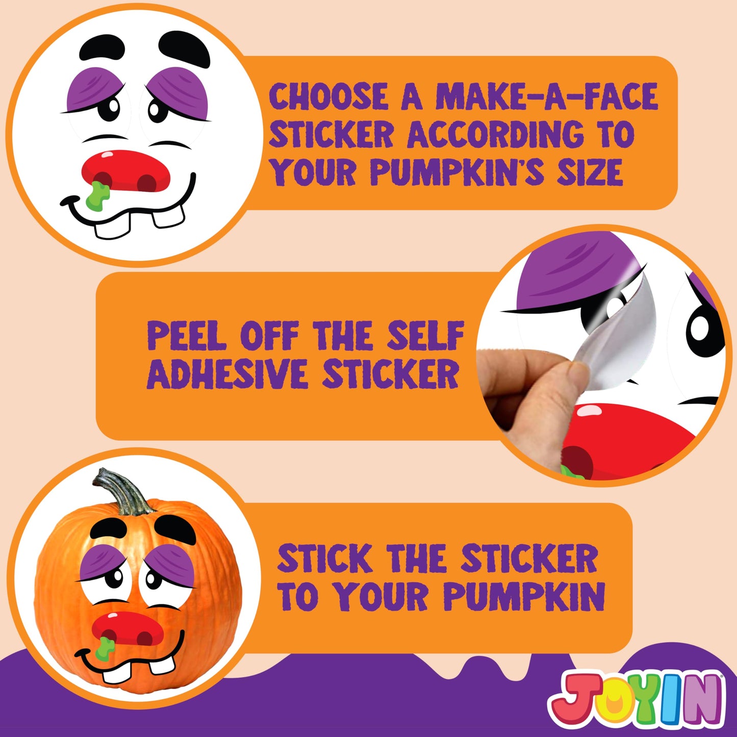 Halloween Make 40 Faces Pumpkin Decorating Stickers with 18 Sticker Sheets in 12 Different Designs and Sizes Party Supplies Trick or Treat Party Favors