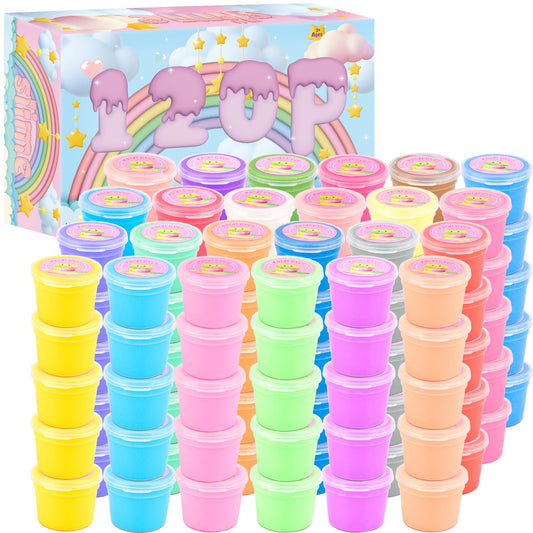 120 Pack Butter Slime Kit, Mini Bulk Slimes for Kids, Soft and Non-Sticky, Slime Party Favors, Goodie Bag Stuffer, Valentines Gifts, Classroom Exchange Prizes, Stress Relief Toys for Girls Boys 4-8