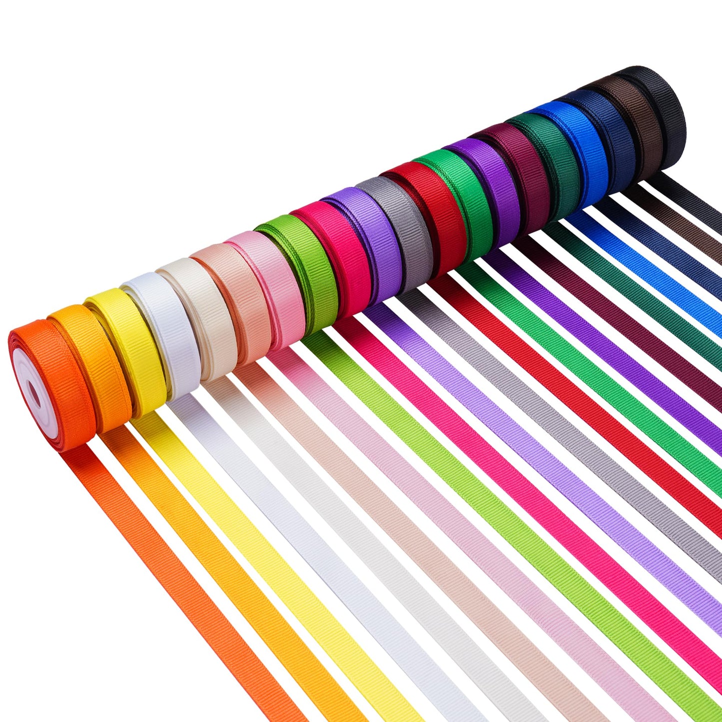 100 Yards Solid Grosgrain Ribbon, 3/8" X 5 Yard/Roll, 20 Colors Rainbow Multicolor Fabric Ribbons Roll Perfect for Crafts Gifts Wrapping Flower Bouquet Hair Bows & Other Projects