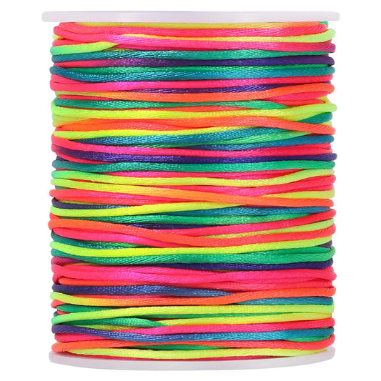 Tenn Well Satin Rattail Cord, 295 Feet 2mm Colorful Nylon Beading String for Macrame Bracelets, Necklaces, Jewelry Making, Arts and Crafts, String Games