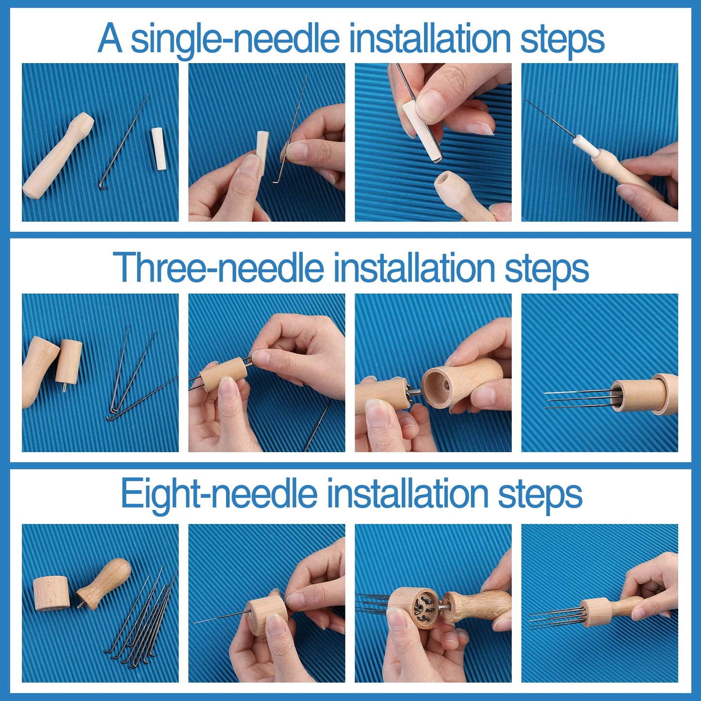 Needle Felting Needles, 104 pcs Needle Felting Kit, 4 Sizes 4 Types Felting Needles, Triangle, Star, Cone, Spiral, Needle Felting Supplies, Needle Felting Tools, 36/38/40/42 Gauge