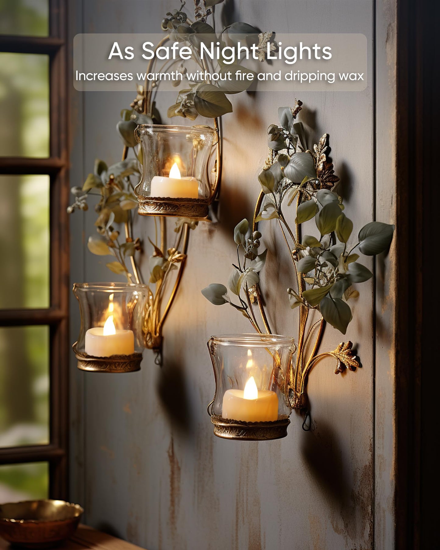 merrynights Flameless Candles, 12-Pack Tea Lights Candles Battery Operated Bulk, Flameless Tealight Candles, Realistic Tea Lights for Halloween Christmas Wedding Table Decor, 1.5'' D X 1.25'' H