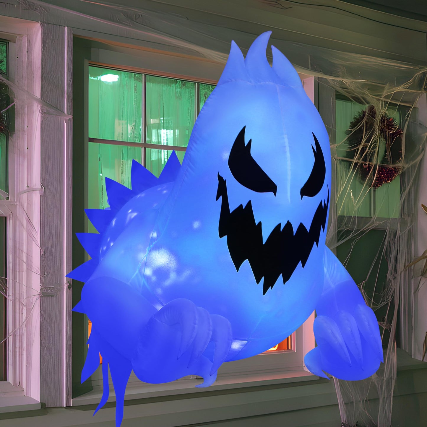 Joiedomi 4.5 FT Halloween Inflatable Scary Ghost Outdoor Decoration, Inflatable Window Breaker Decoration with Rotating Purple LEDs, Blow Up Ghost Halloween Window Decor for Party Garden Yard Decor
