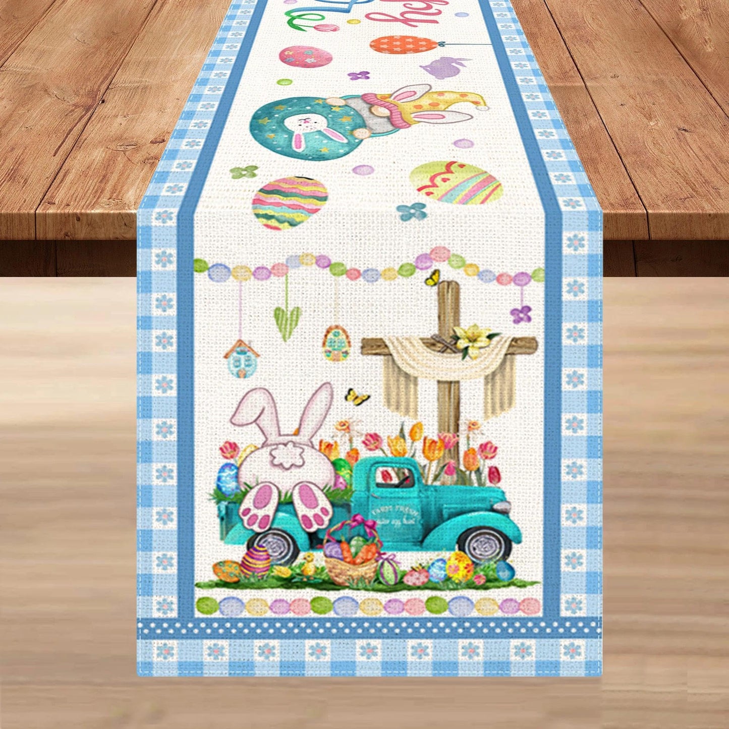 Bonsai Tree Easter Table Runner 72 Inches Long, Easter Bunny Eggs Table Runners Spring for Party Home Dinner Decor