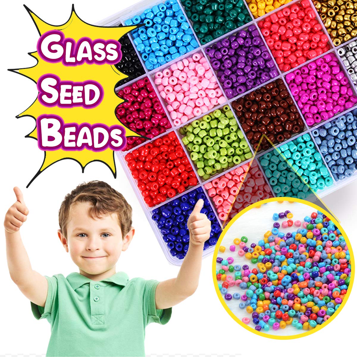 Goody King Jewelry Making Kit Beads for Bracelets - 5000+pcs Bead Craft Kit Set, Glass Pony Seed Letter Alphabet DIY Art and Craft - Gift for Her Women Kid Age 6 7 8 9 (4mm)