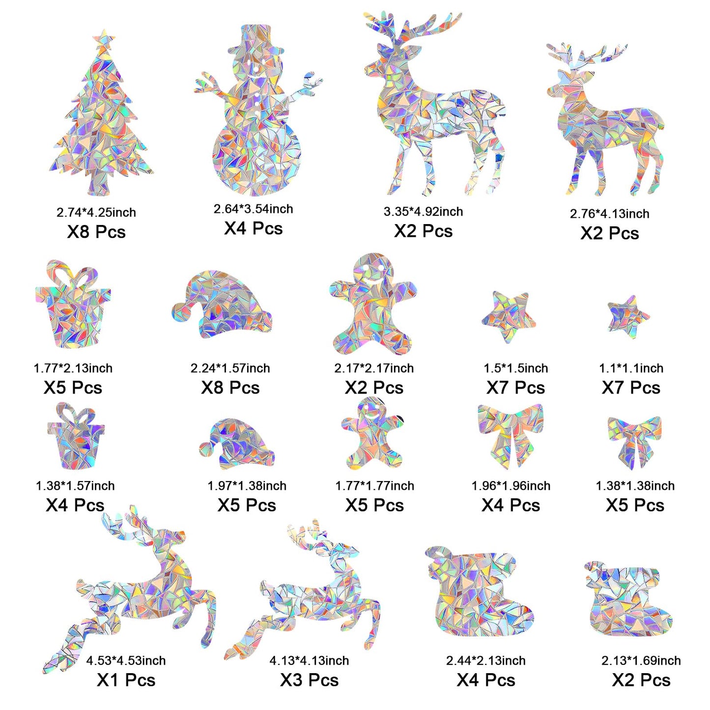 78 PCS Christmas Window Clings, DELLAN Window Decals to Prevent Birds Strikes, Bird Deflectors Stickers for Glass Windows (Christmas)