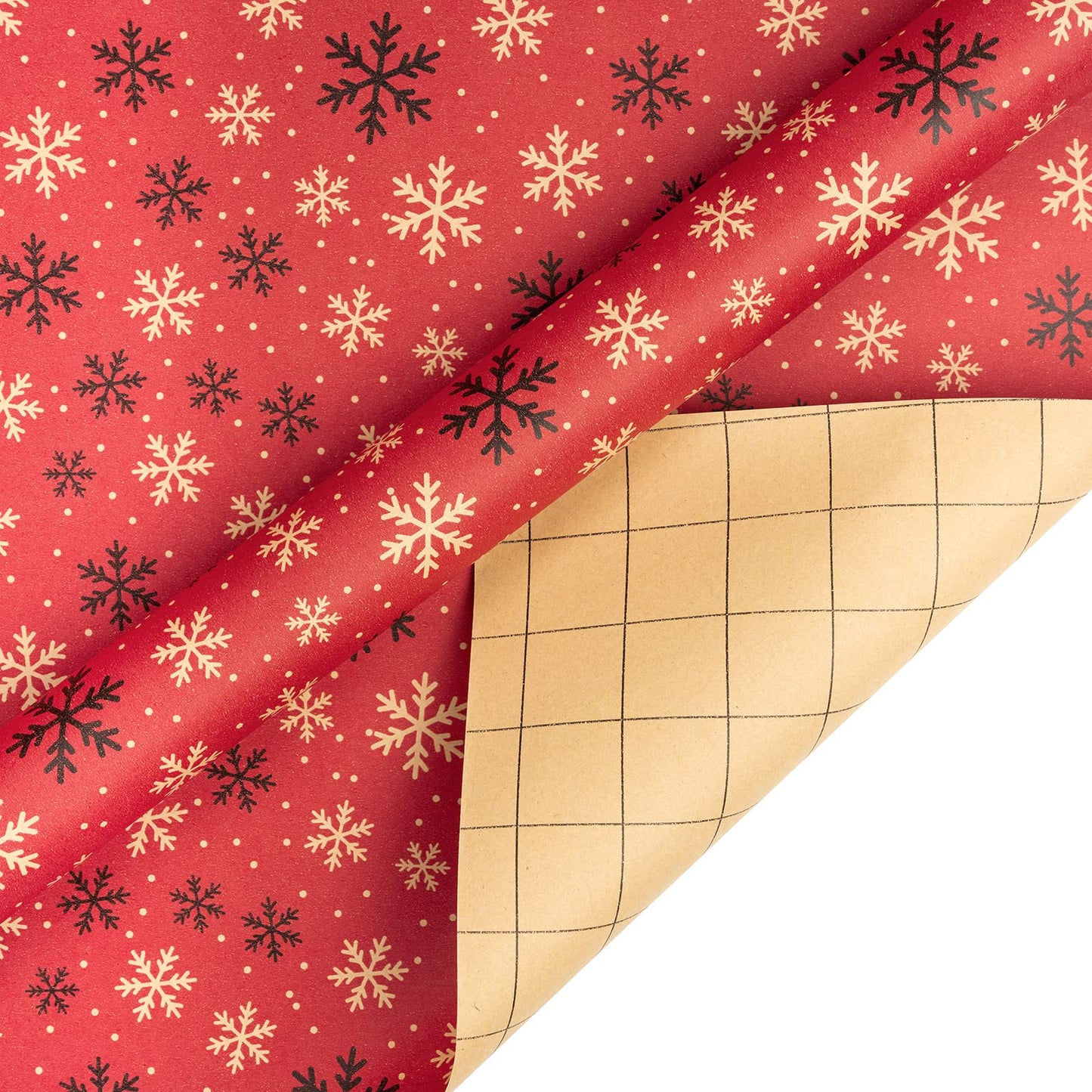 Christmas Wrapping Paper, Kraft Paper - Red and Black Christmas Designs - 4 Rolls - 30 inches x 10 feet per Roll