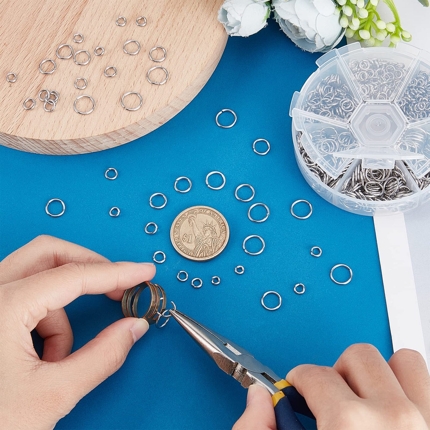 1000pcs 304 Stainless Steel Jump Rings, 18-Gauge Open Jump Ring 4/5/6/8/9/10mm Connector Rings O Ring Chainmail Rings for Earring Bracelet Necklace Jewelry Keychain DIY Craft Making