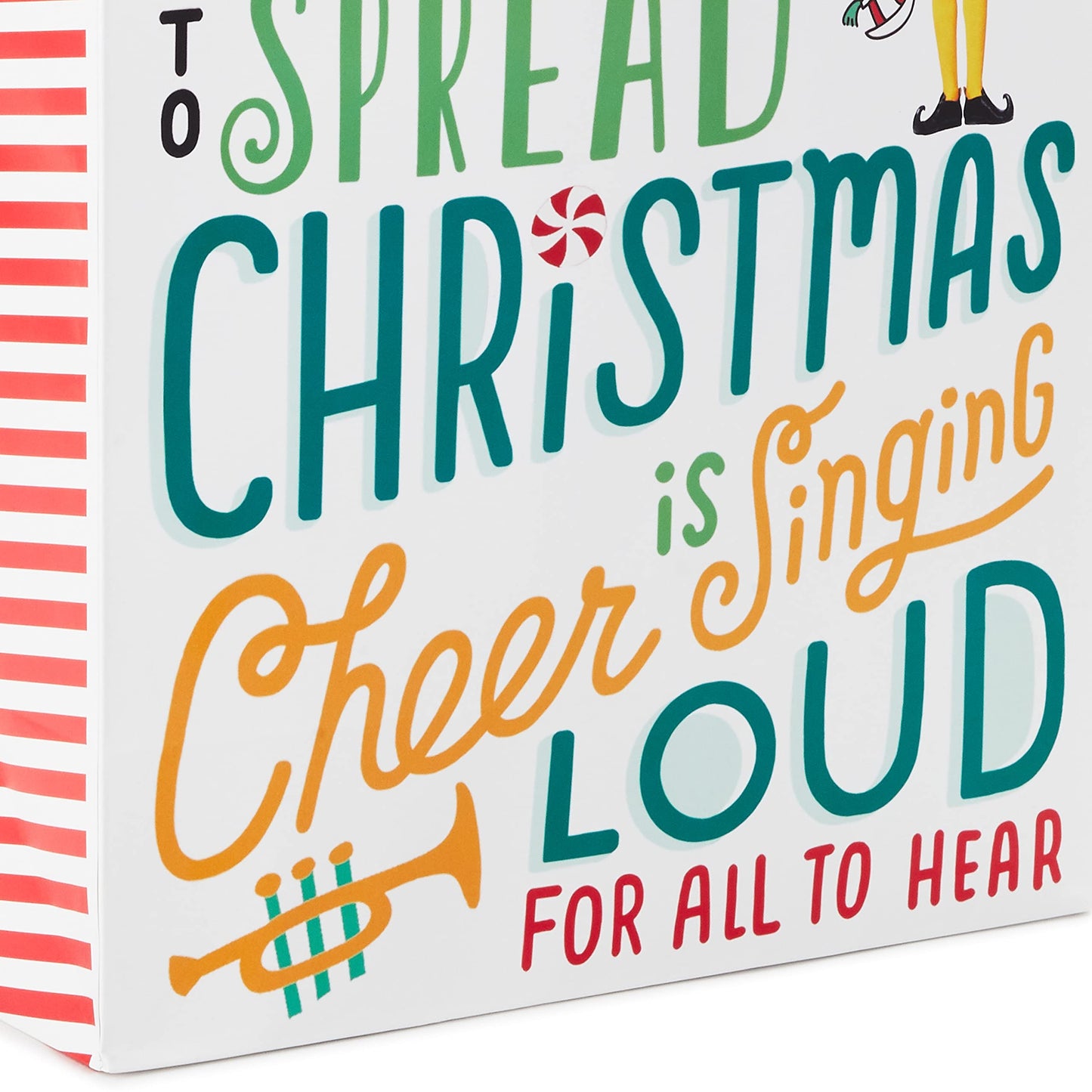 13" Large Elf Gift Bag with Tissue Paper (Movie Quote: "The Best Way to Spread Christmas Cheer…") for Kids, Grandchildren, Adults