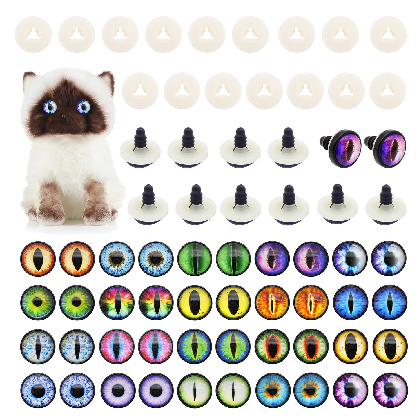 Julie Wang 20Pairs 10MM Dragon Safety Eye Plush Animal Crafts Making for Adult Artist Model Enthusiast Amigurumi Crochet Project DIY Supplies with Washer 0.39 inches