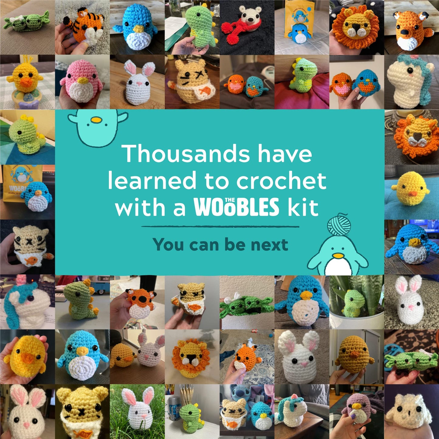 The Woobles Crochet Kit for Beginners - Easy Arts and Crafts Knitting & Crochet Animals Kit As Seen On Shark Tank - Kiki The Chick