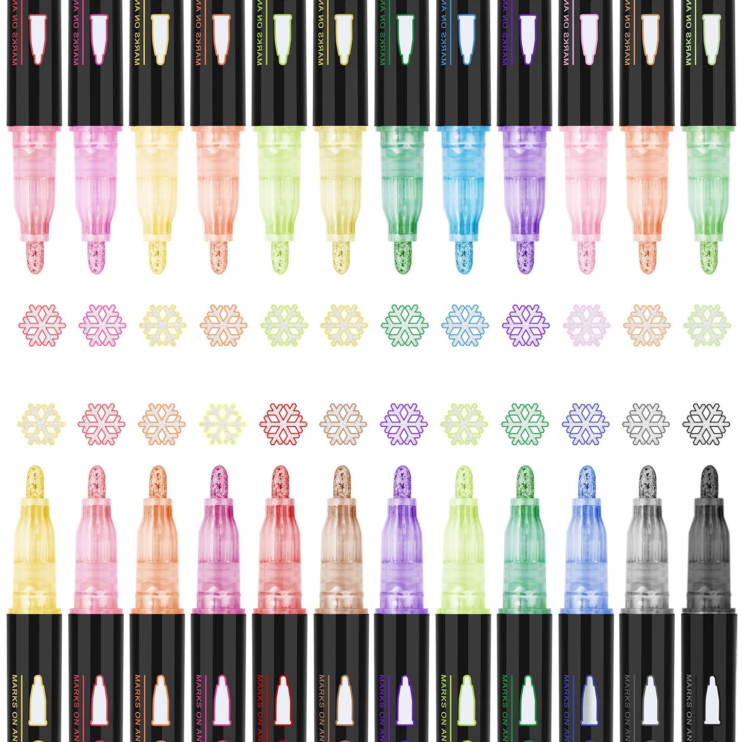 24 Pack Double Line Outline Markers, Squiggles Shimmer Markers Set, Self Outline Metallic Glitter Marker Pens for Christmas,Art, Drawing, Writing, Greeting Cards, DIY, Scrapbook, Easter Eggs