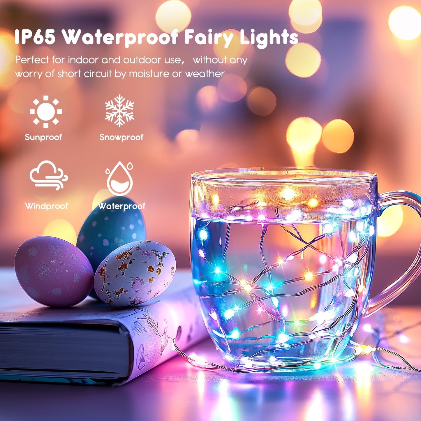 12 Pack Easter Day Pastel LED Fairy Lights Battery Operated - Waterproof Silver Wire 7 ft 20 LED Firefly Lights for Easter Day Decor DIY Craft Party Bedroom