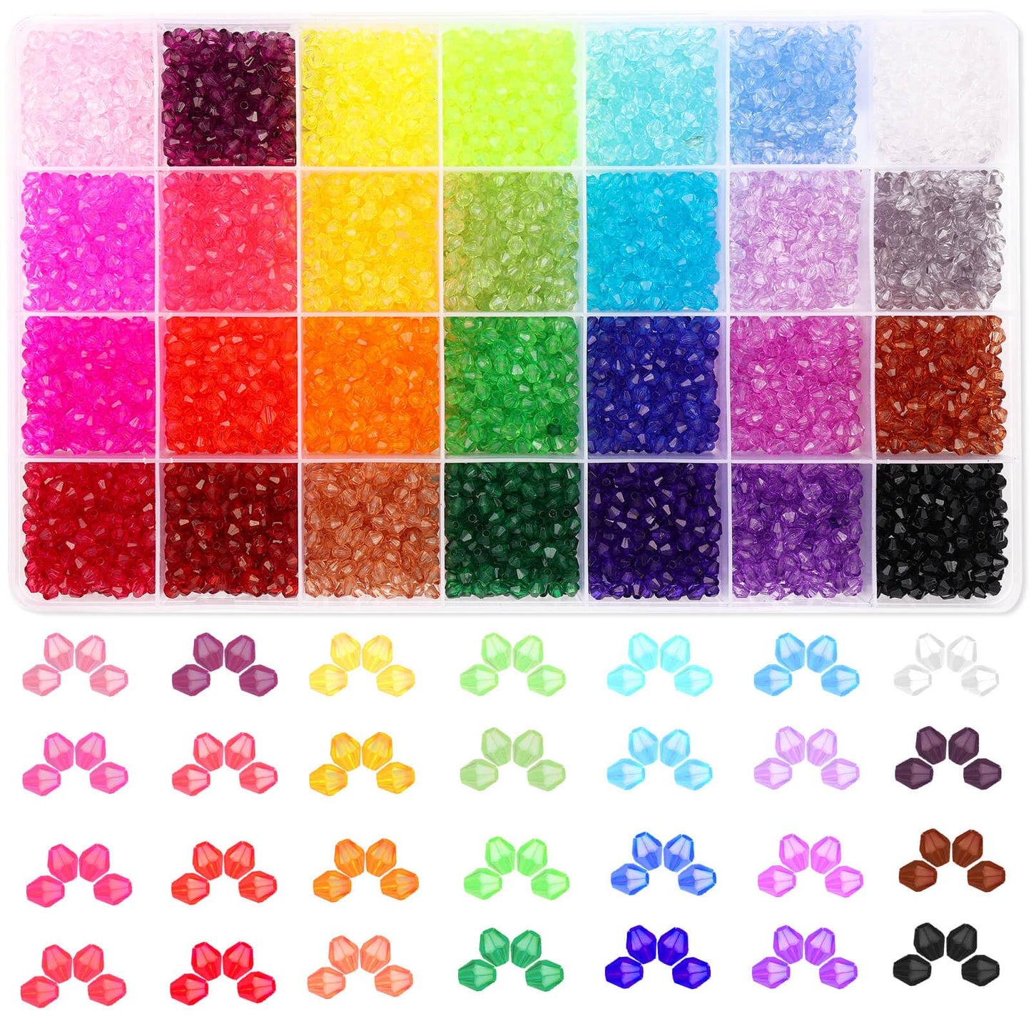 5600Pcs Crystal Beads for Jewelry Making, Tiny Crystal Acrylic Beads Faceted Craft Beads Bicone Gem Beads Jewel for Jewelry Making (4 MM)
