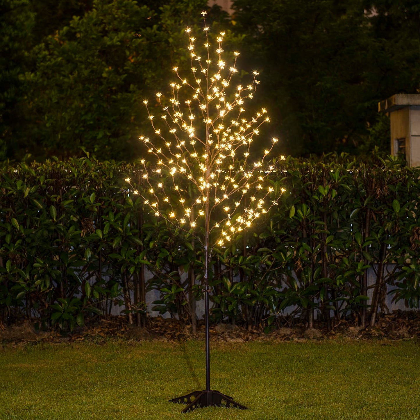 LIGHTSHARE 6.5 feet 208L LED Lighted Cherry Blossom Tree, Warm White, Decorate Home Garden, Spring, Summer, Wedding, Birthday, Christmas Holiday, Party, for Indoor and Outdoor Use