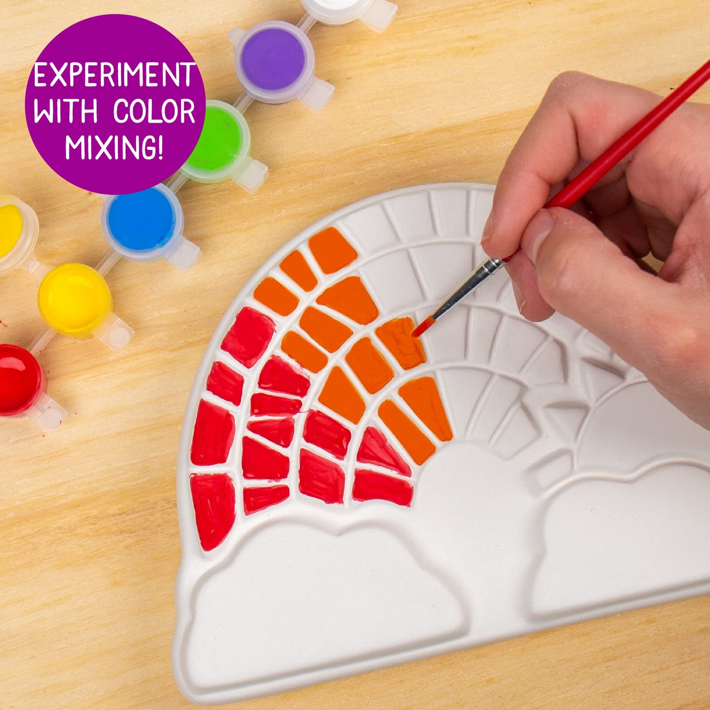 Creative Roots Paint Your Own Rainbow Stepping Stone Craft Kits for Kids, Ceramics to Paint, Ages 6+