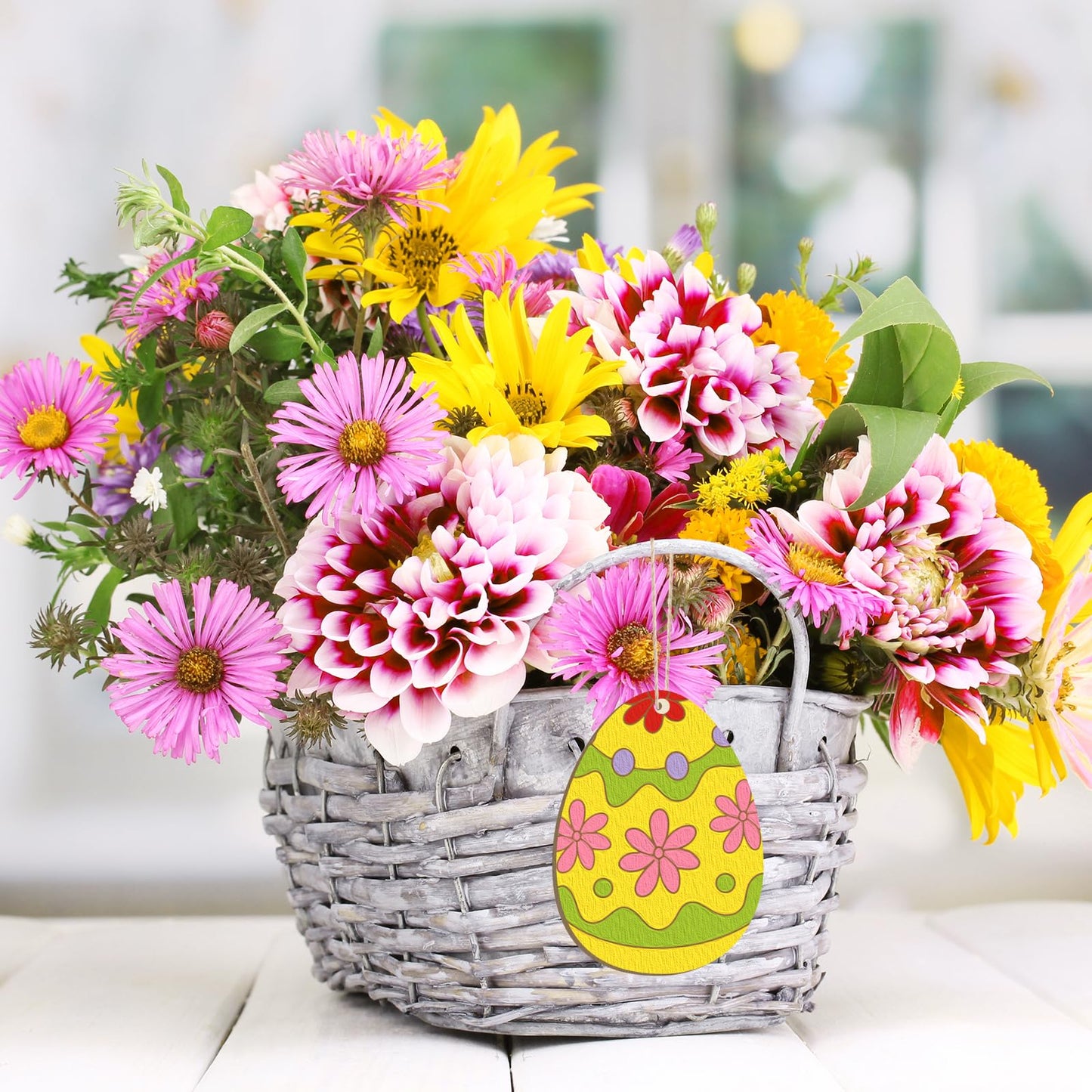 24PCS Wooden Egg Ornaments to Paint Easter Decoration Cutouts Unfinished 8 Different Patterns, DIY Blank Unfinished Wood Discs Ornament for Home Crafts Hanging Spring Decoration 3.5 inches