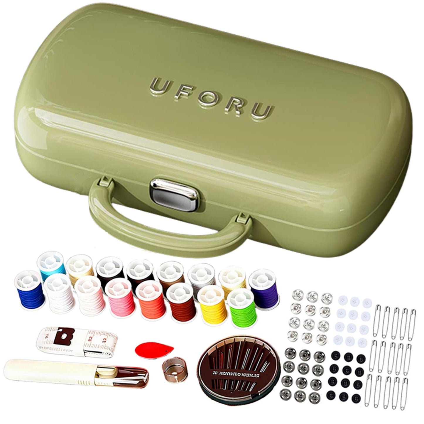 Used Green Sewing Project Kit, Travel Family Sewing Supplies Repair Kit Portable Small Traveler Sewing Kit Sewing Thread Accessories DIY Sewing Supplies Organizer (Used Green)