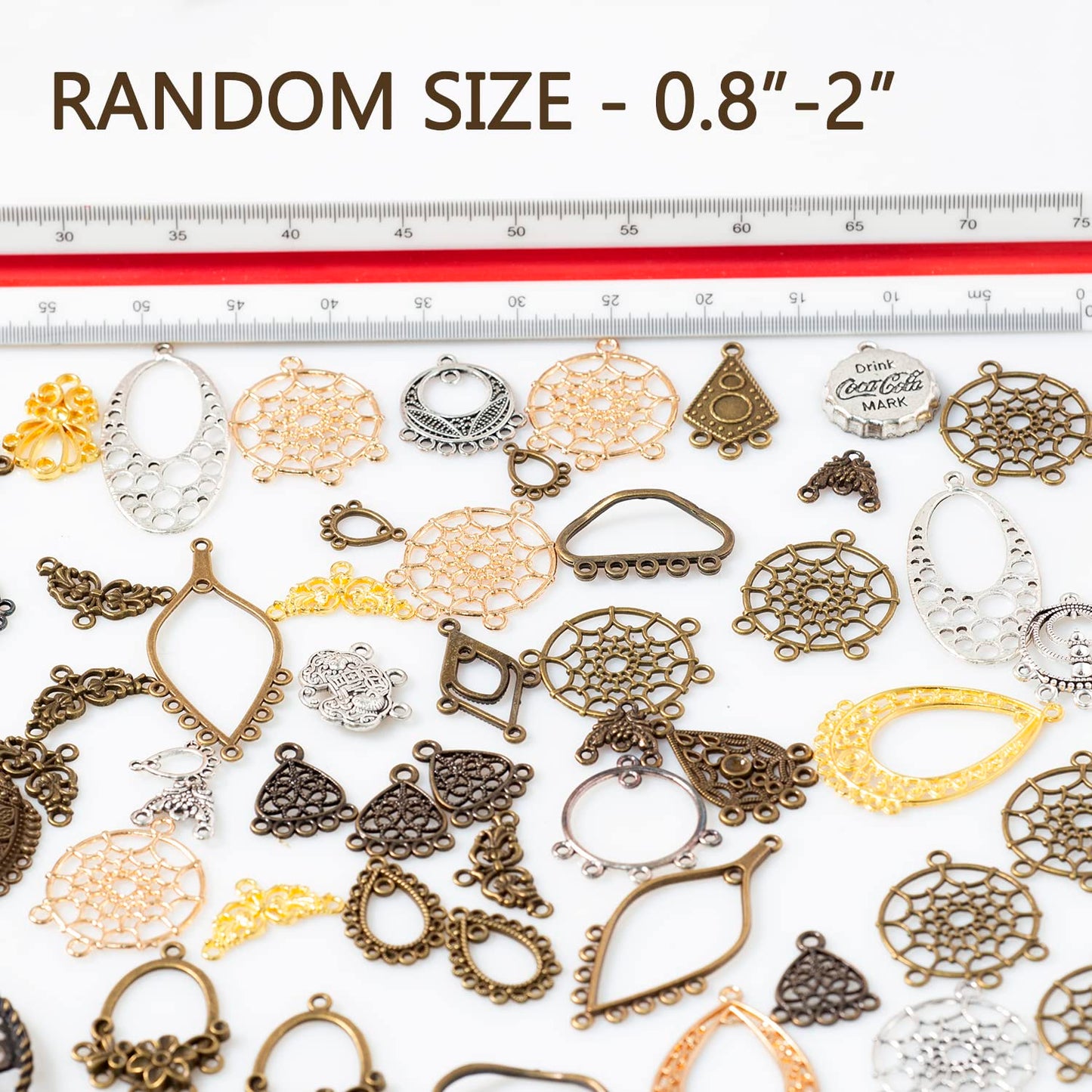 stino 100g Metal Chandelier Charms for Jewelry Making, Bulk Silver & Gold Charms forEarring Necklace Jewelry Making and Findings (Linker Silver & Gold)