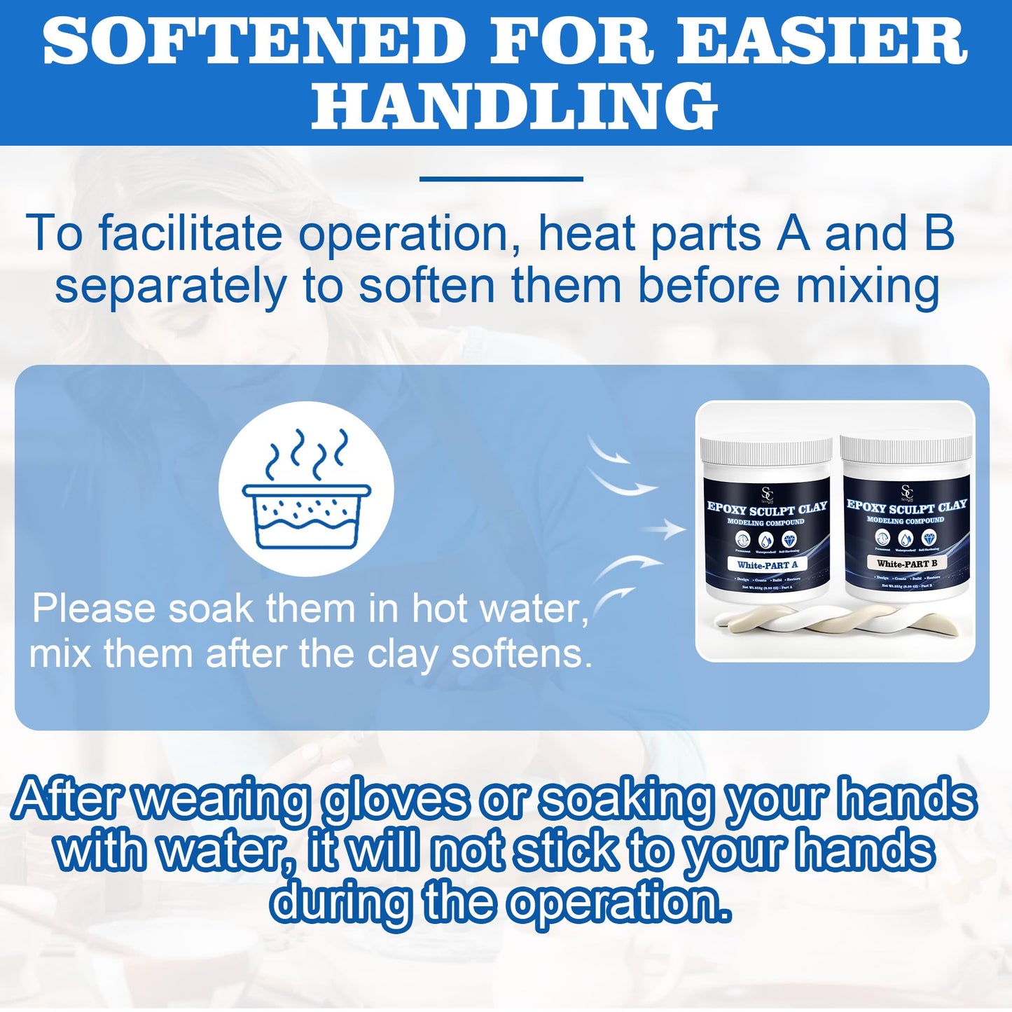 Epoxy Putty Sculpt Clay, 2 Part A & B for Sculpting, Modeling, Building, and Repairing, 1 Pound, White