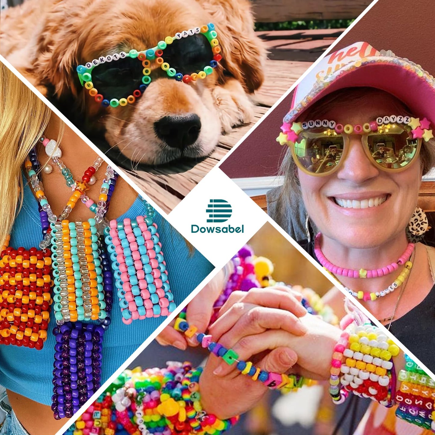 Dowsabel Bracelet Making Kit, 48 Colors Pony Beads Friendship Bracelet Kit Letter Beads Heart Beads for Jewelry Making, DIY Arts and Crafts Gifts Toys for Girls and Adults