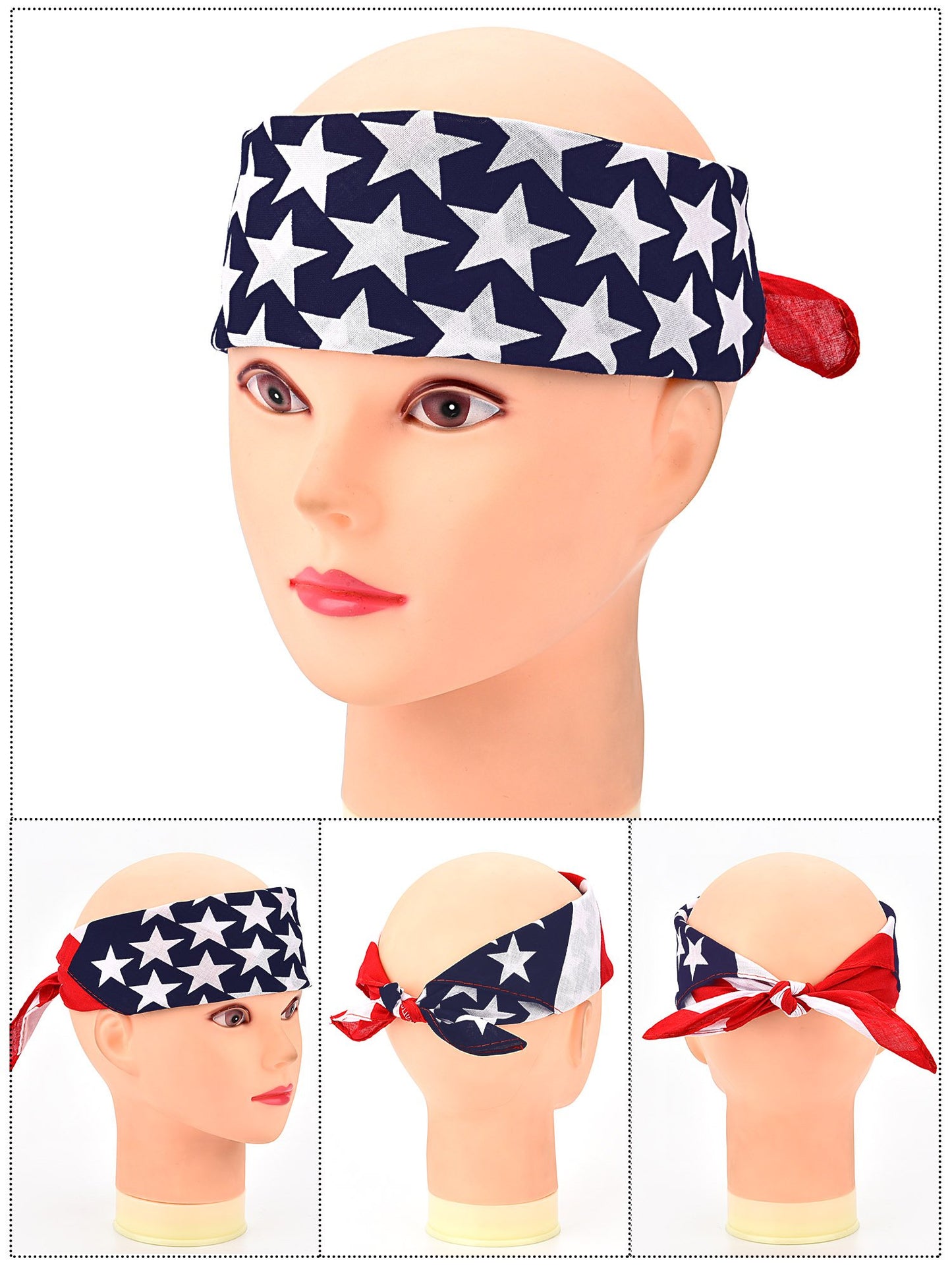 Maxdot American Flag Bandanas USA Memorial Day Flag Headband Kerchief Unisex Cowboy Bandana 4th of July Patriotic Accessories