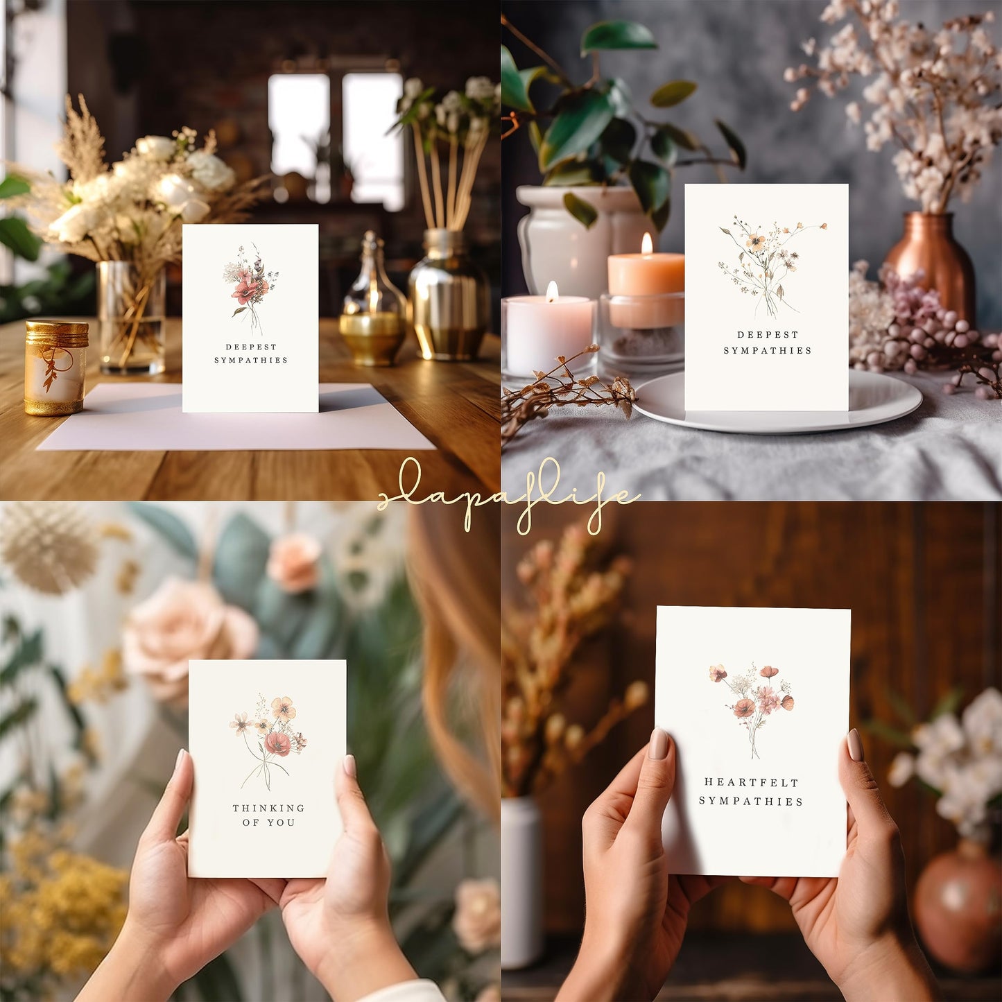 Sympathy Cards with Envelopes,Sympathy Cards Set of 48,Condolence Card with Matching Peel-and-Seal Rustic Envelopes,Each Card Comes with Heartfelt Condolences