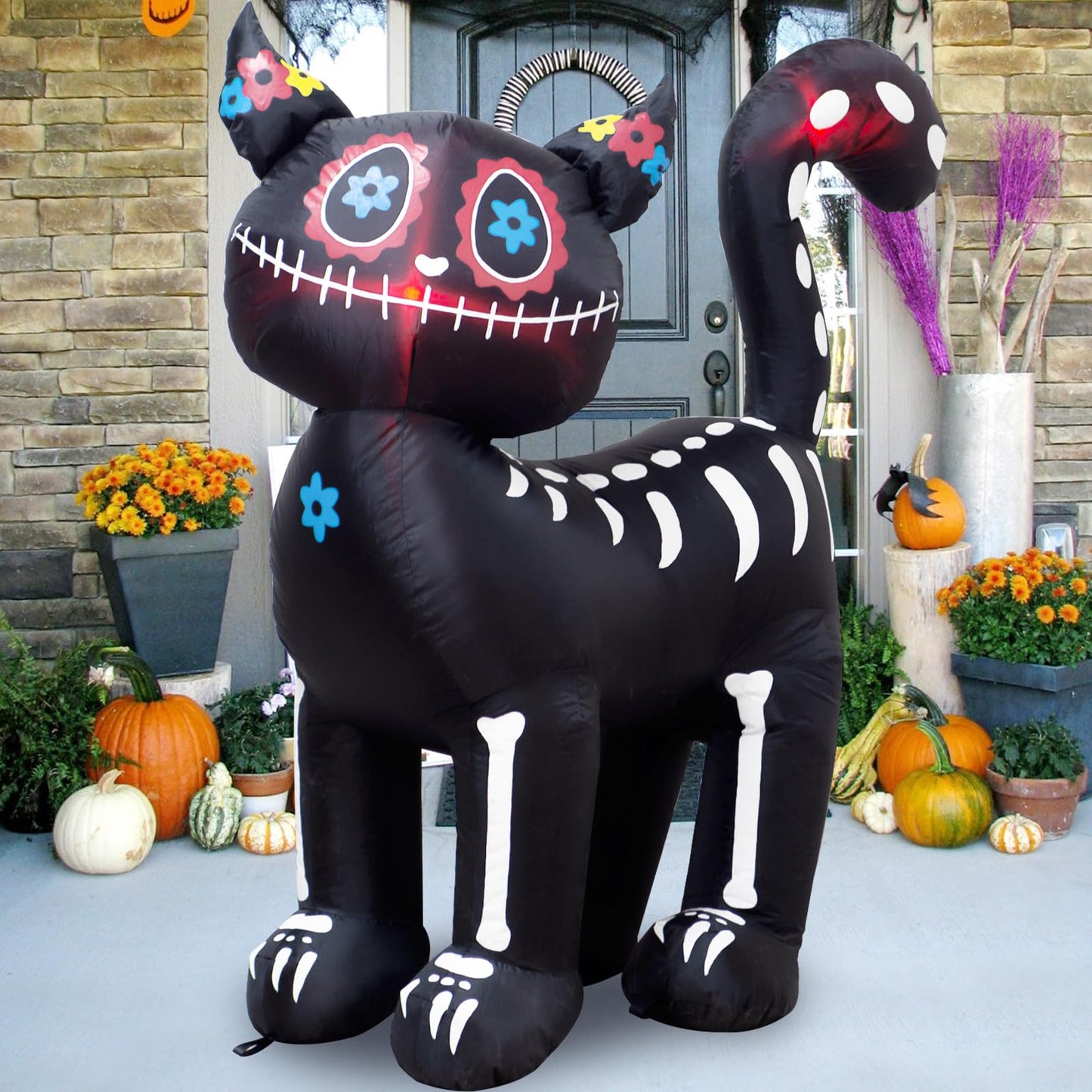 VENLOIS 4 Feet Tall Halloween Inflatable Black Cat LED Lights Decor Outdoor Indoor Holiday Decorations,Blow up Lighted Yard Decor, Giant Lawn Inflatable Home Garden Party Decoration