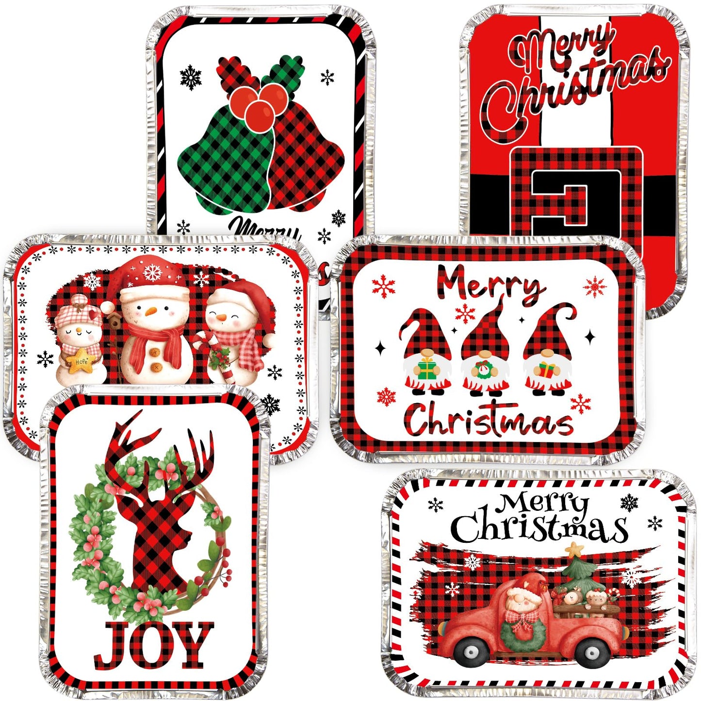 Christmas Aluminum Leftover Containers 36PCS Watercolor Christmas Food Storage with Lids Disposable To Go Containers Foil Tin Pans Winter Holiday Party Supplies