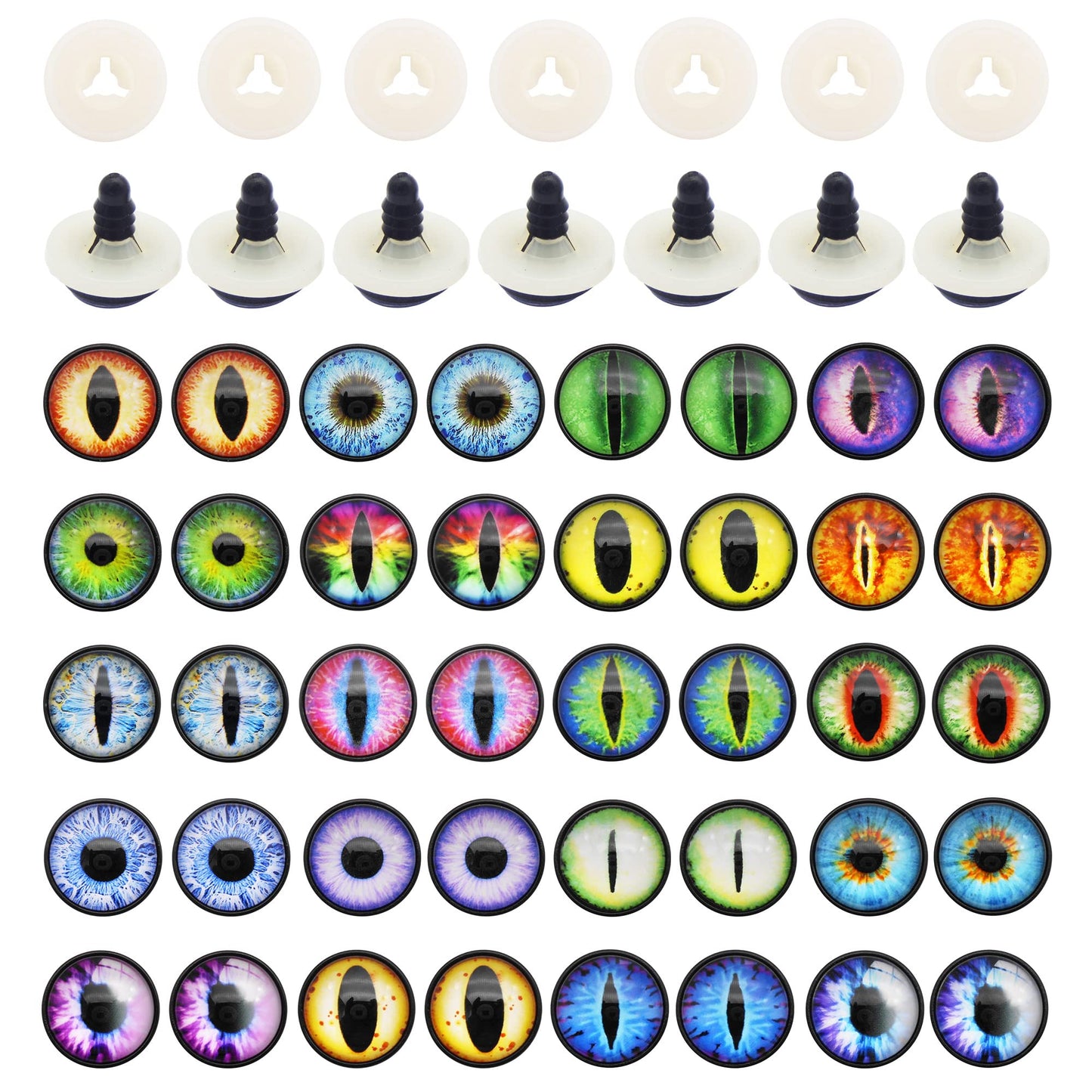 Julie Wang 20Pairs 10MM Dragon Safety Eye Plush Animal Crafts Making for Adult Artist Model Enthusiast Amigurumi Crochet Project DIY Supplies with Washer 0.39 inches