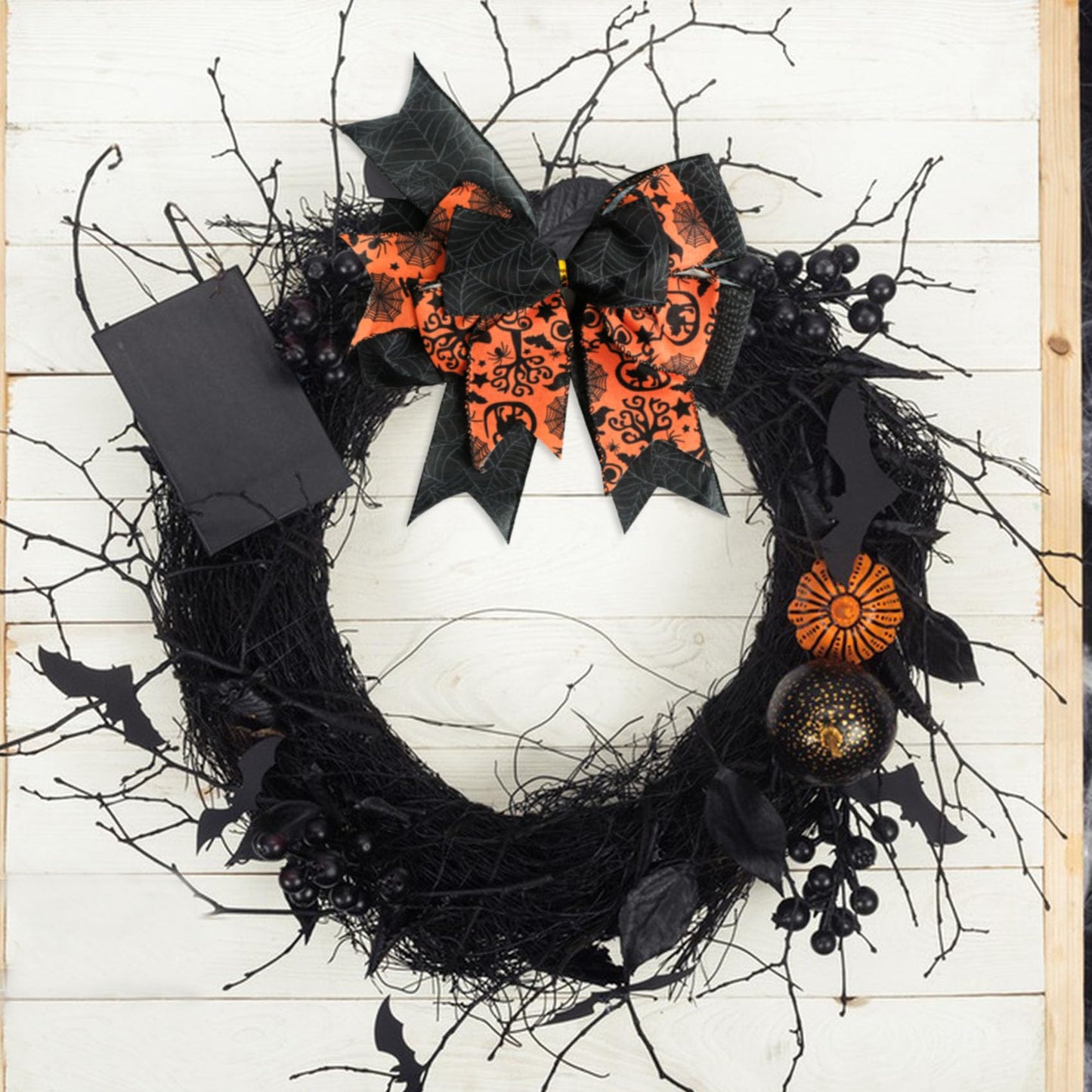 SIMISI RIBBON Halloween Bows for Wreaths Already Made Burlap Bow for Tree Topper, Halloween Decorations (9.5 x 13 inch)