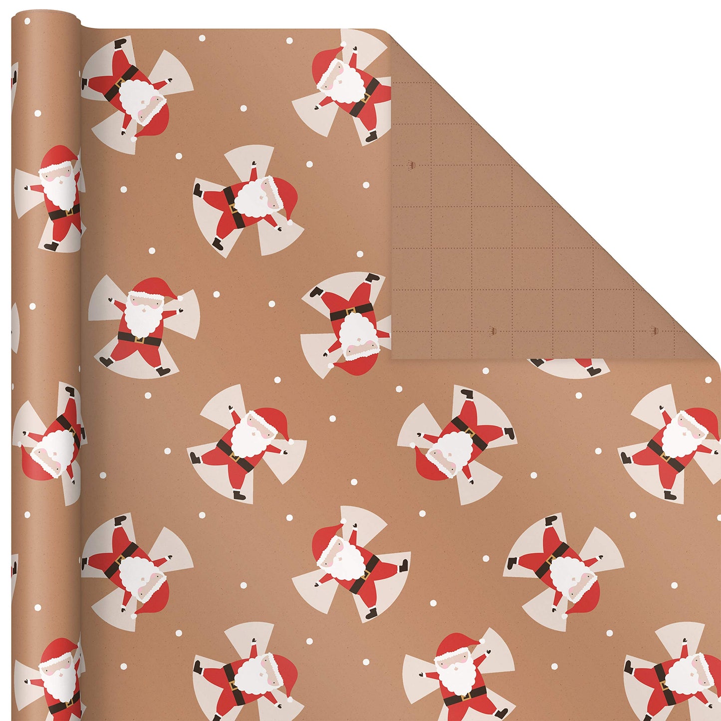 Kraft Christmas Wrapping Paper for Kids with Cut Lines on Reverse (4 Rolls: 88 sq. ft. ttl) Penguins, Santa, Snowmen, Polka Dots