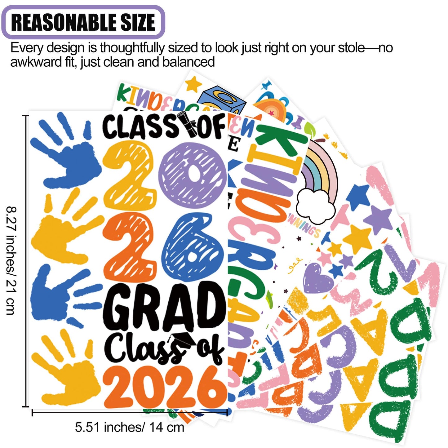 Preschool Prek Kindergarten Kids Graduation Stole Sash Class of 2026 Decorations DIY Customize Graduation Stole Graduation Sash Personalized Iron-On Decals Heat Transfer Vinyl HTV Numbers Letters Set
