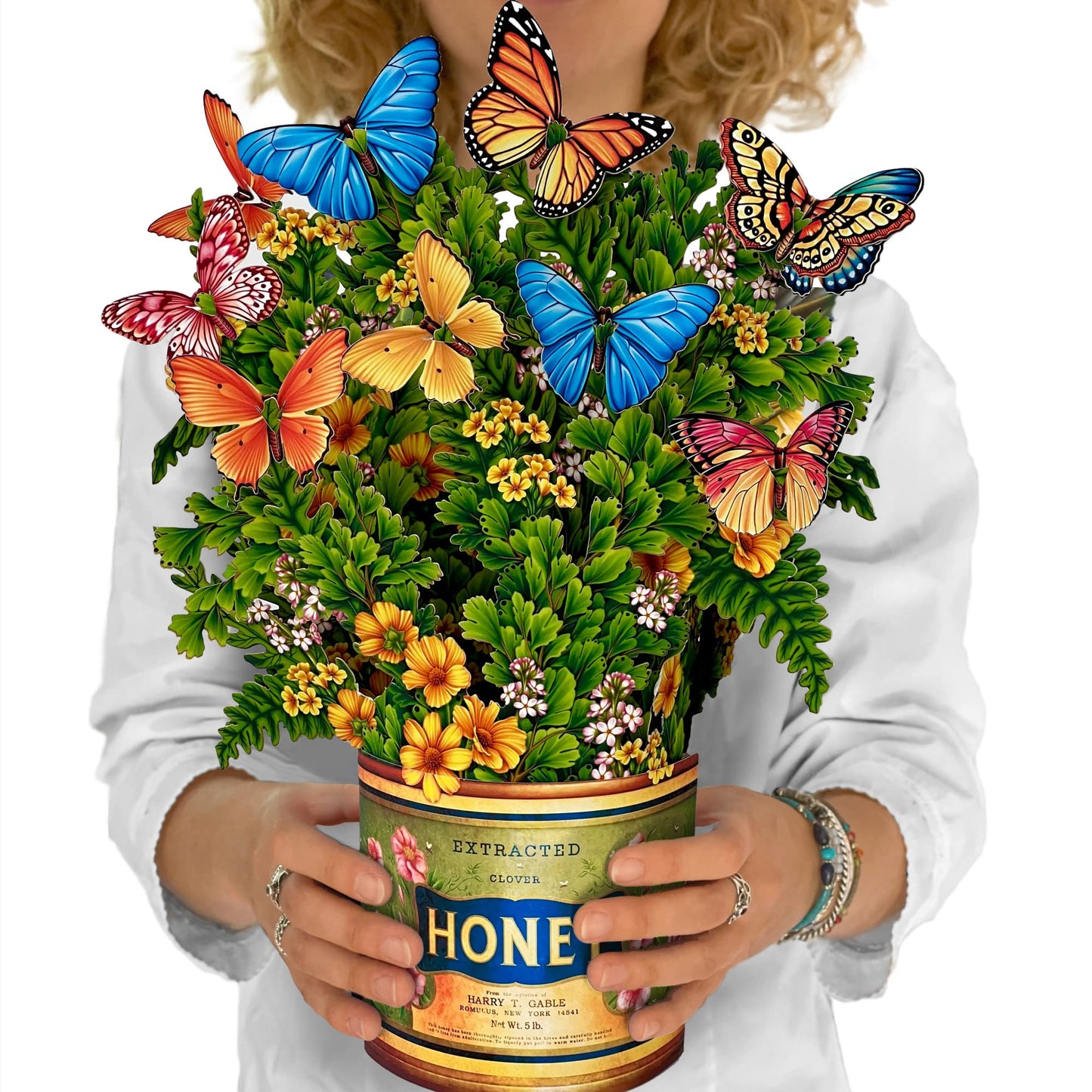 Freshcut Paper Pop Up Cards, Butterflies & Buttercups, 12 Inch Life Sized Forever Flower Bouquet 3D Popup Greeting Card, Birthday Cards, Thank You Card, Blank Notecard & Envelope