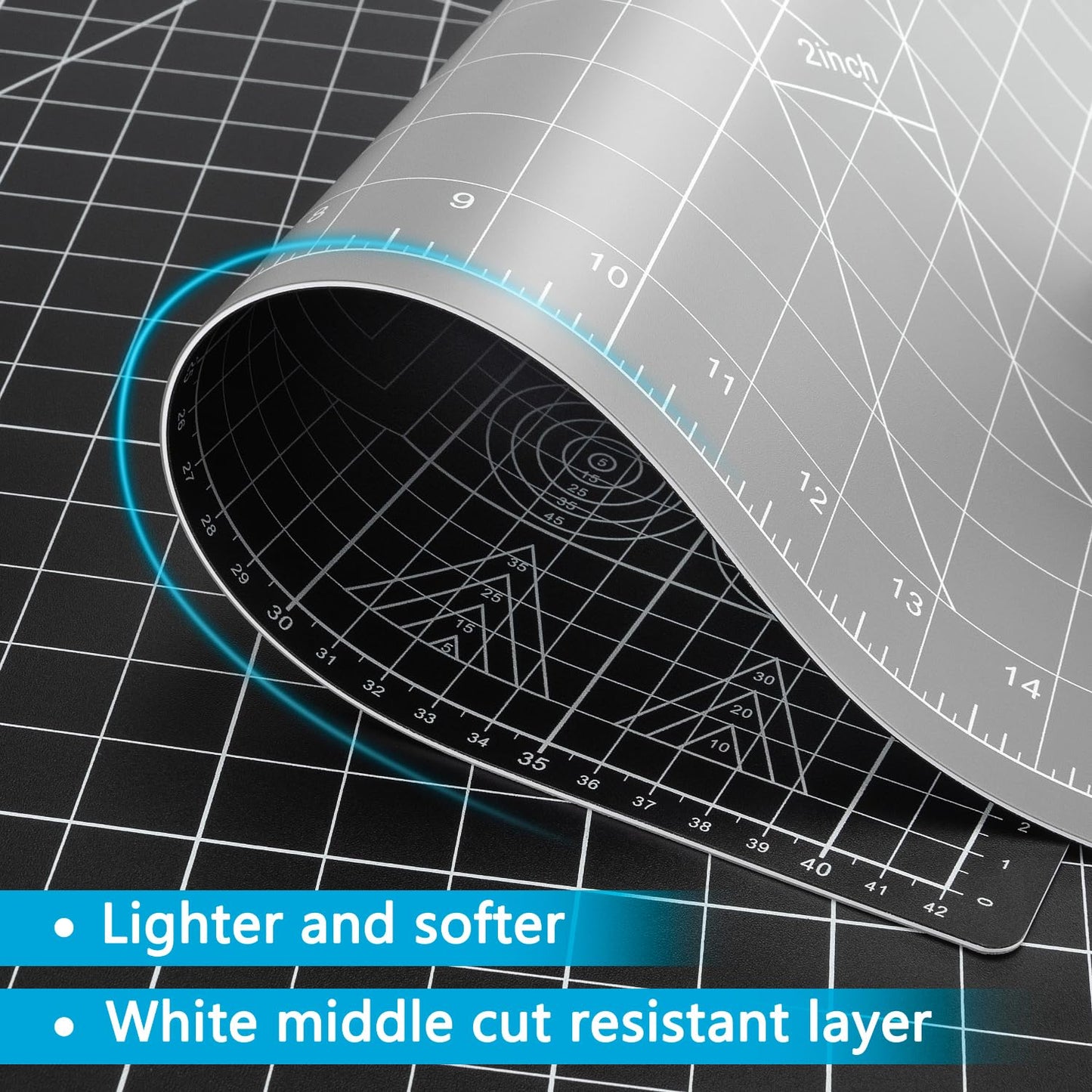 ArtAt Self Healing Cutting Mat: 12″x 18″ Black-Gray Eco-Craft Cutting Mat - 5-Layer Durable Anti-Blade-Wear Material for All Your Crafting Needs