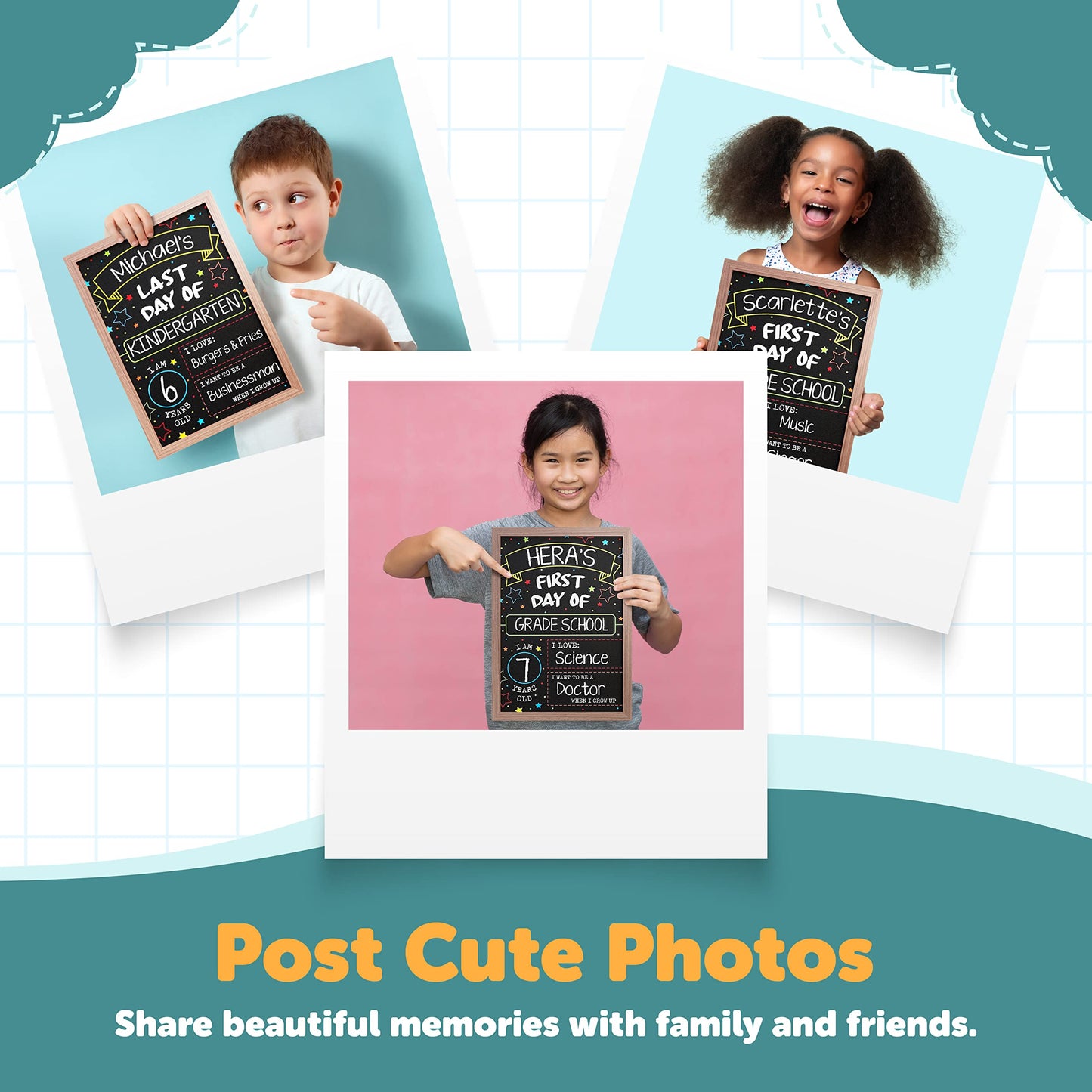 First Day Last Day of School Chalkboard Double Sided Sign with Frame - 14" x 10"