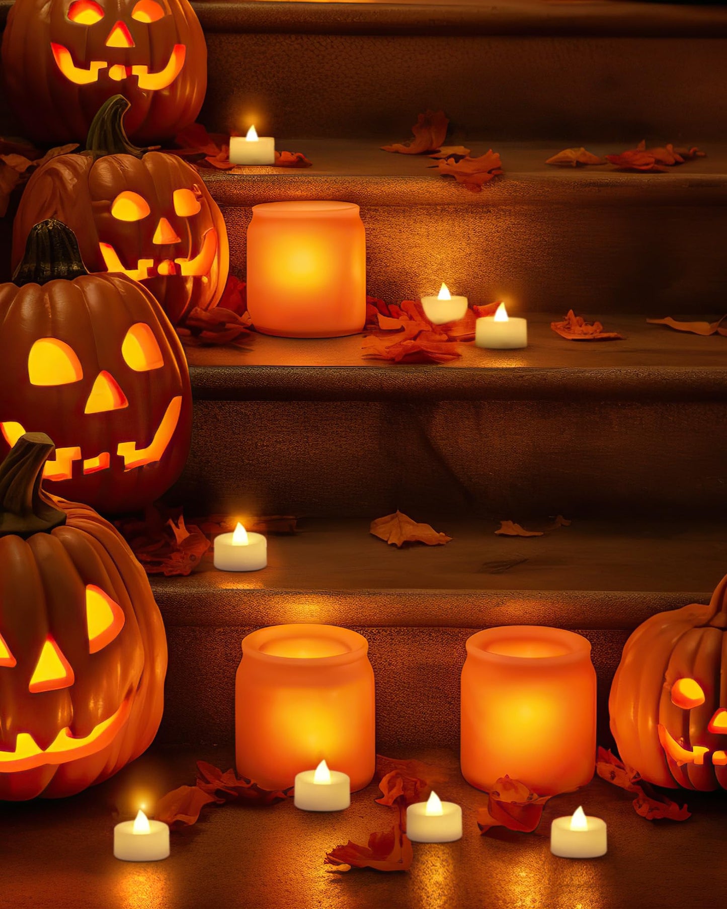 Homemory 24-Pack Flameless LED Tea Lights Candles Battery Operated, 200+Hour Fake Electric Candles TeaLights for Votive, Halloween, Ofrenda, Diya, Wedding Centerpiece Table Decor, Funeral, Christmas