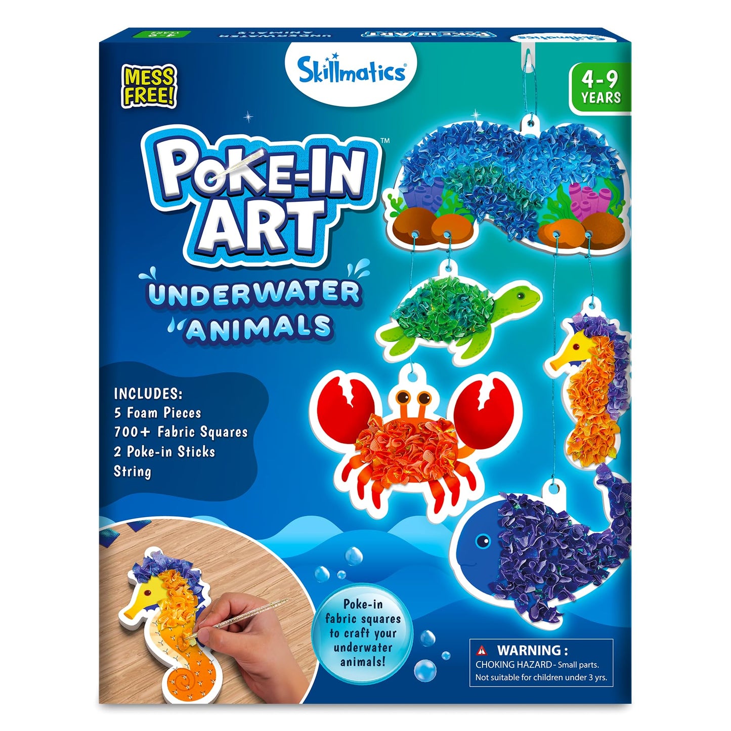 Skillmatics Poke-in Art - Underwater Animals, Mess-Free Arts & DIY Wood Crafts for Kids, Creative Kit, Gifts for Girls & Boys Ages 4, 5, 6, 7, 8, 9