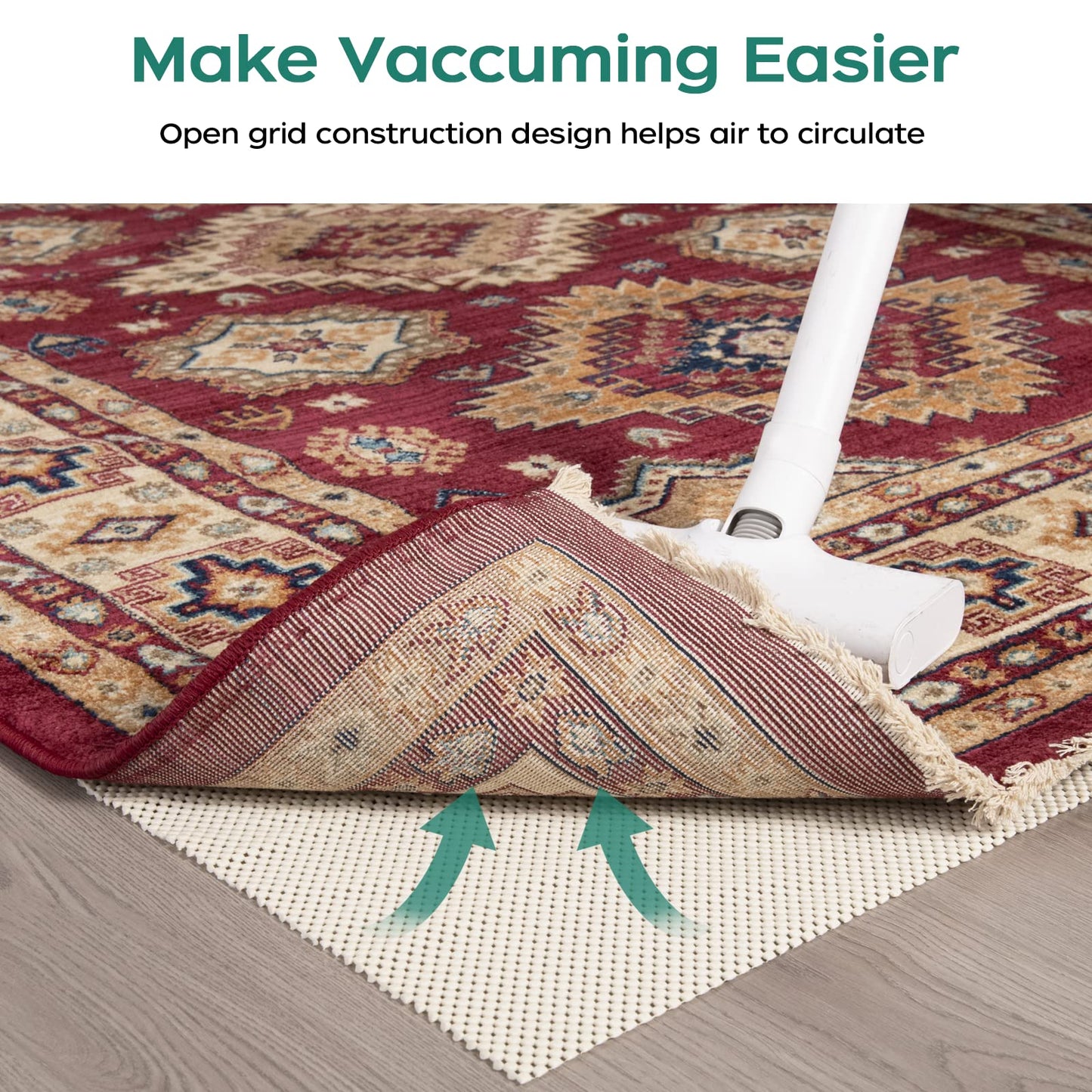 Non Slip Rug Pad Gripper 8 x 10 Feet Extra Thick Carpet Pads for Area Rugs and Hardwood Floors, Keep Your Rugs Safe and in Place