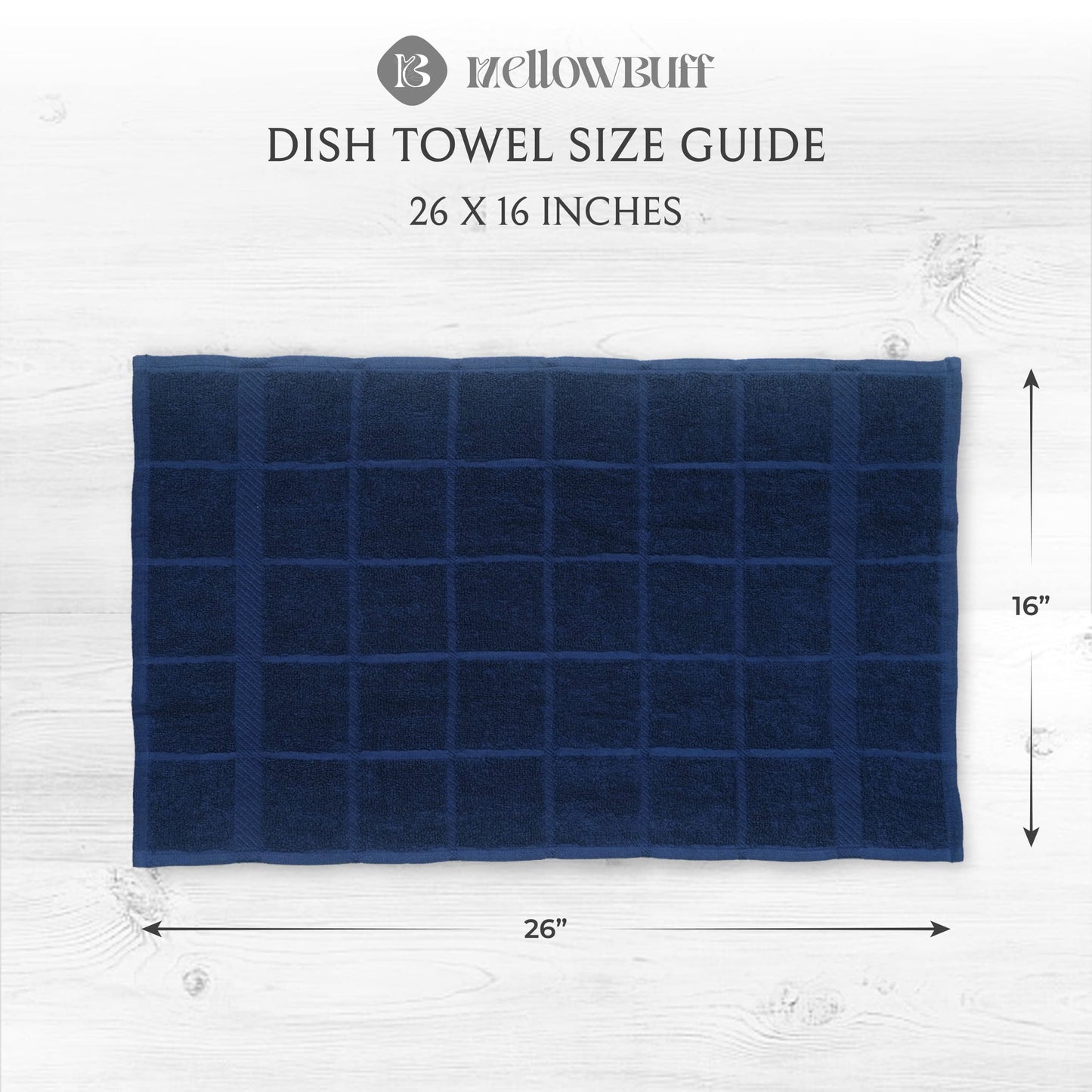 100% Cotton Terry Dish Towels for Kitchen, 4 Pack Plain, 16 x26 Inches, Super Soft and Absorbent, Perfect for Cleaning and Dish Washing | Navy Blue Kitchen Towels