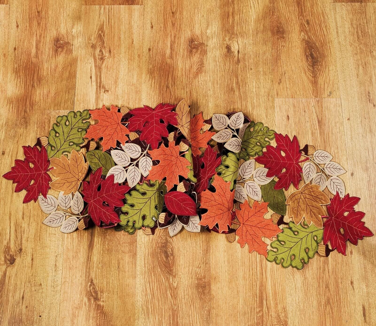 KEVA Fall Table Runner 72inches Long, Autumn Maple Leaves Table Runner 13x72 inch for Thanksgiving Kitchen and Table Decoration, Harvest Fall Farmhouse Rustic Embroidered Thanksgiving Table Runner