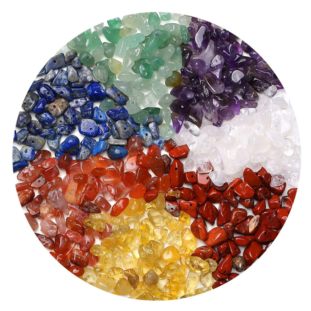7 Chakra 400pcs Natural Chip Stone Beads 5-8mm Healing Crystal Irregular Gemstones Drilled DIY Loose Rocks Bead Crystal for Bracelet Earrings Necklace Jewelry Making Crafting
