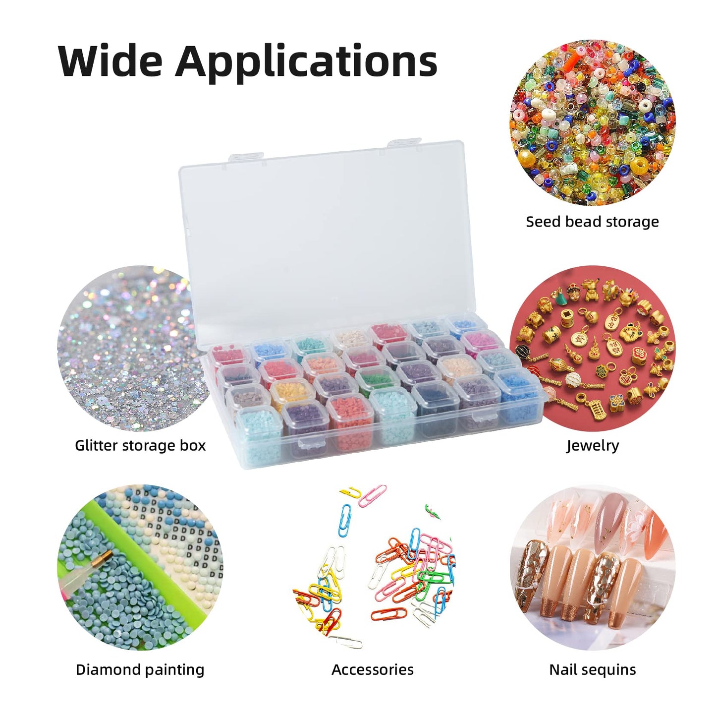 KTCLCATF 56PCS DIY Diamond Painting Tools and Accessories Kits Multiple Sizes Painting Pens for Adults to Make Diamond Art Craft Tweezers Glue Diamond Correction 28 Girds Storage Box