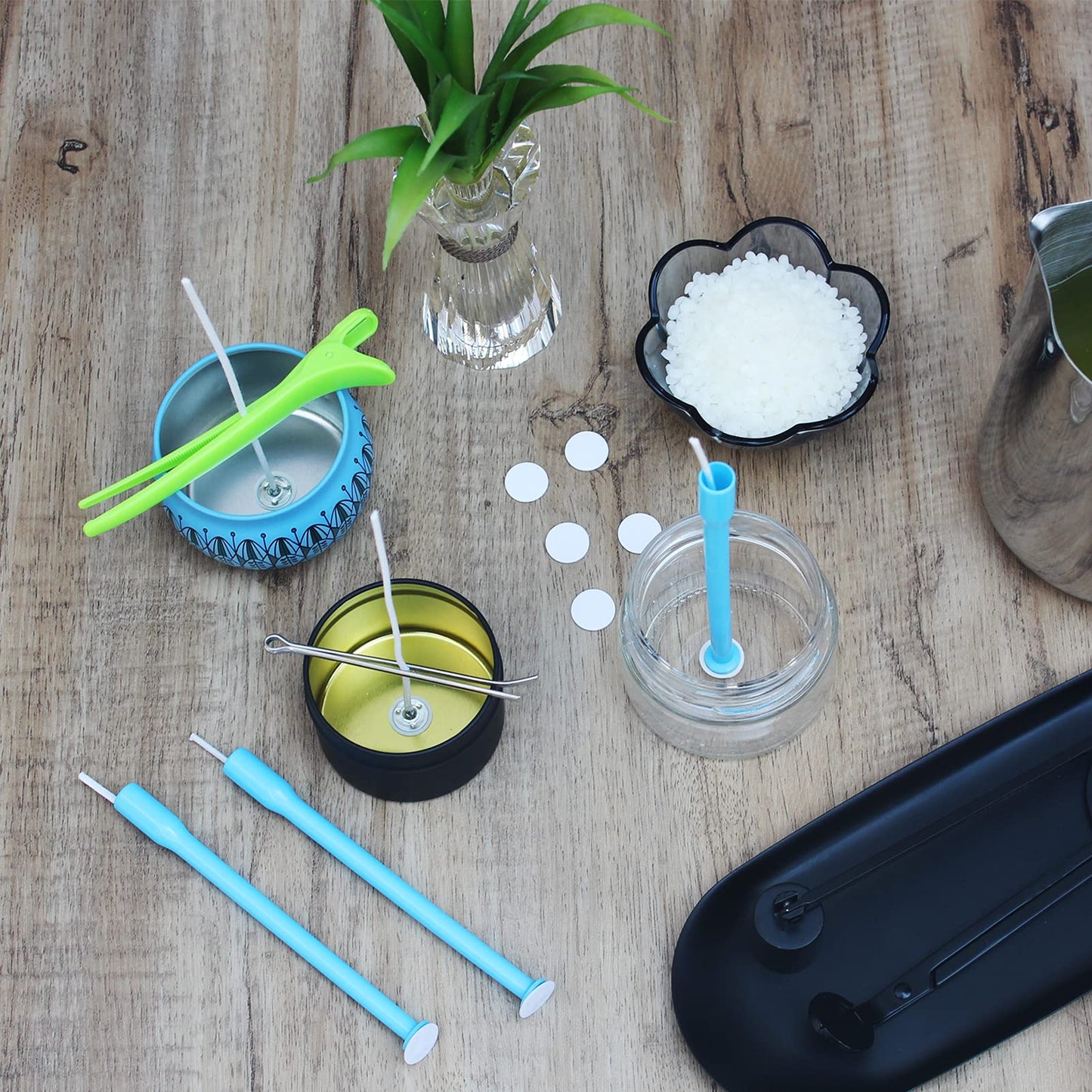 Candle Wick Kit - 60 Cotton Wicks with Candle Making Tools (Thick 4"+6"+8")